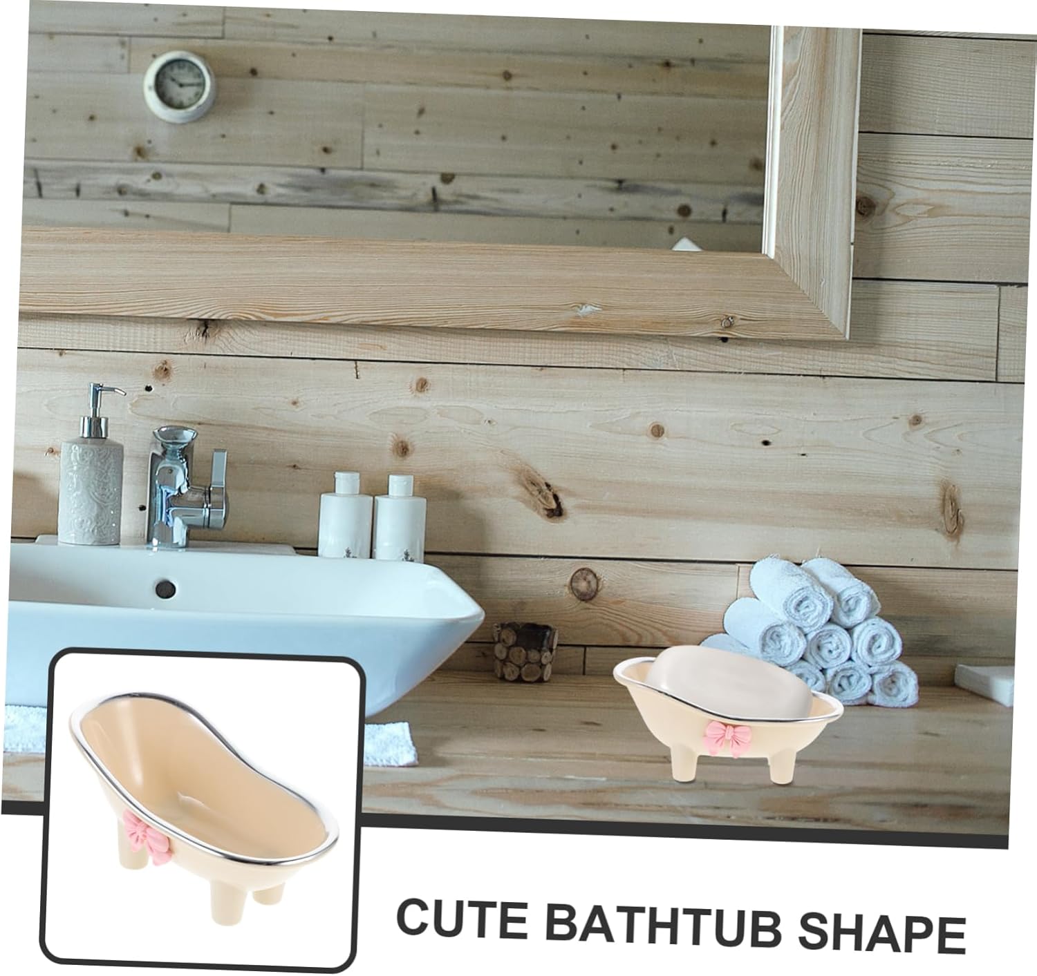 Bathtub Shaped Soap Dish Cute Design with Drain