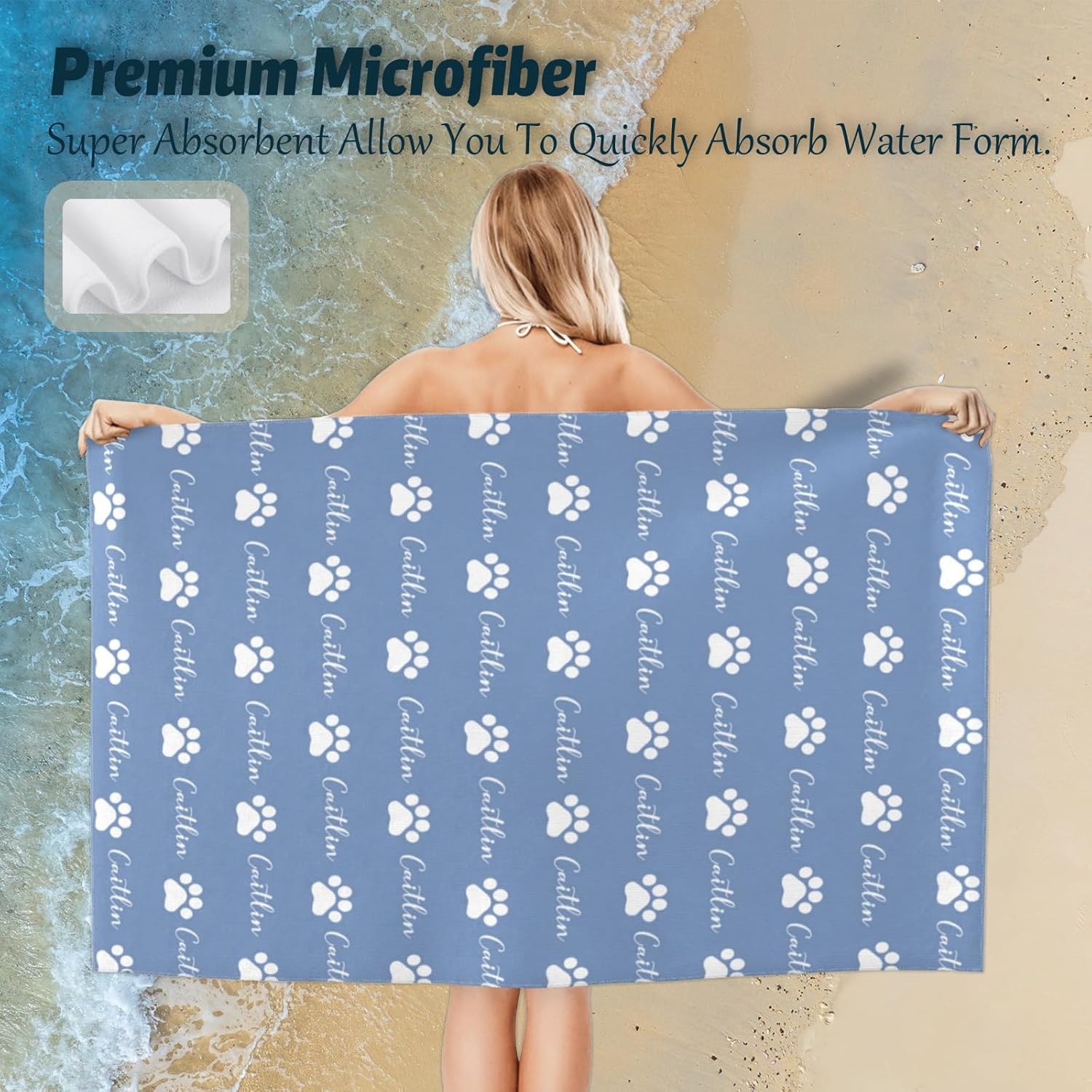 Personalized Beach Towels with Names - Dark Green