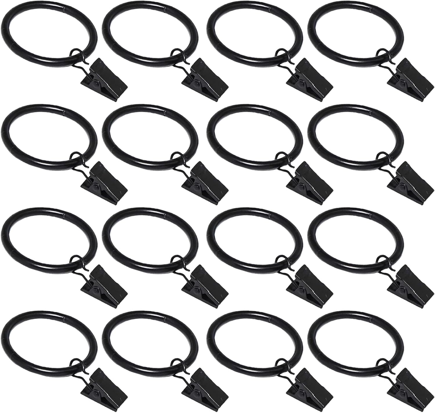 Azmoncy 16 Pack Black Curtain Clips with Rings