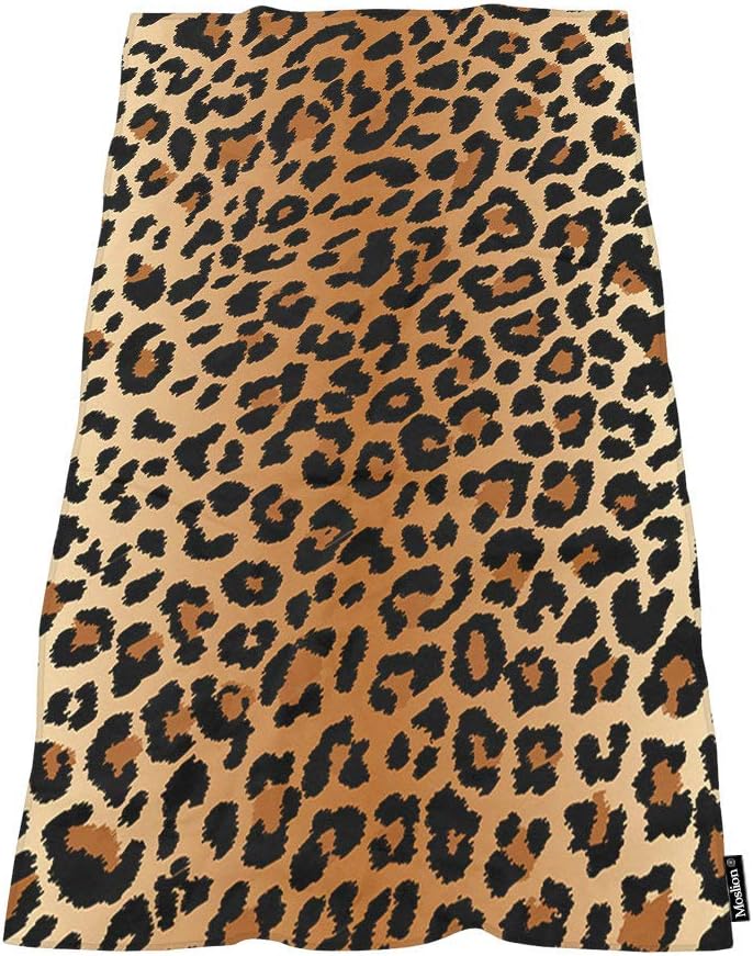 Moslion Soft Bath Towel Leopard Pattern 64x32 Inches