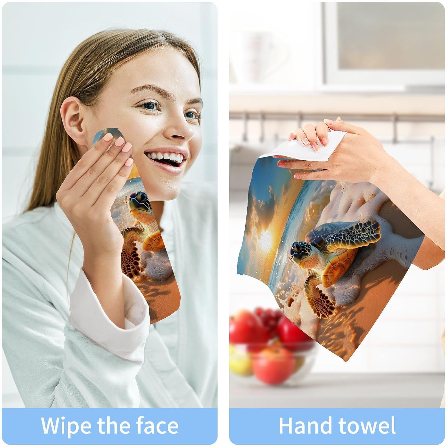 ALAZA Sea Turtle Beach Towels 12x12 2 Pack