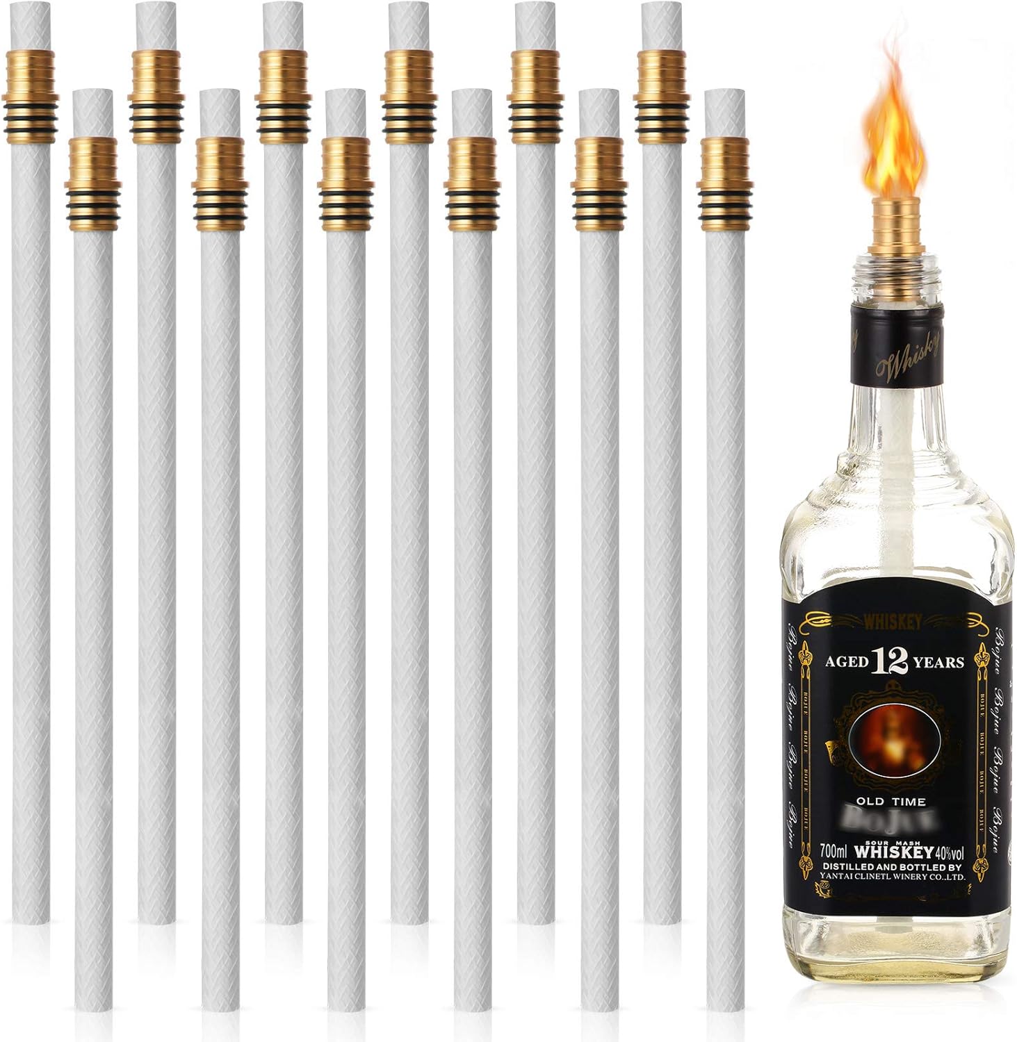 Nuanchu 24-Piece Wine Bottle Torch Wicks Kit 1