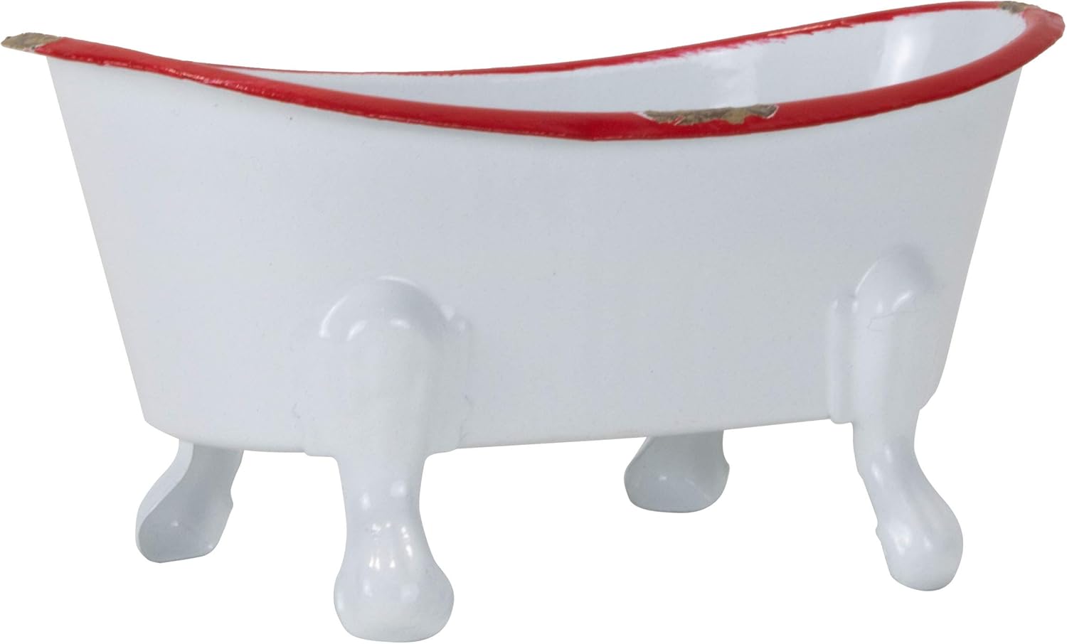 Red Rim White Enamel Bathtub Soap Dish