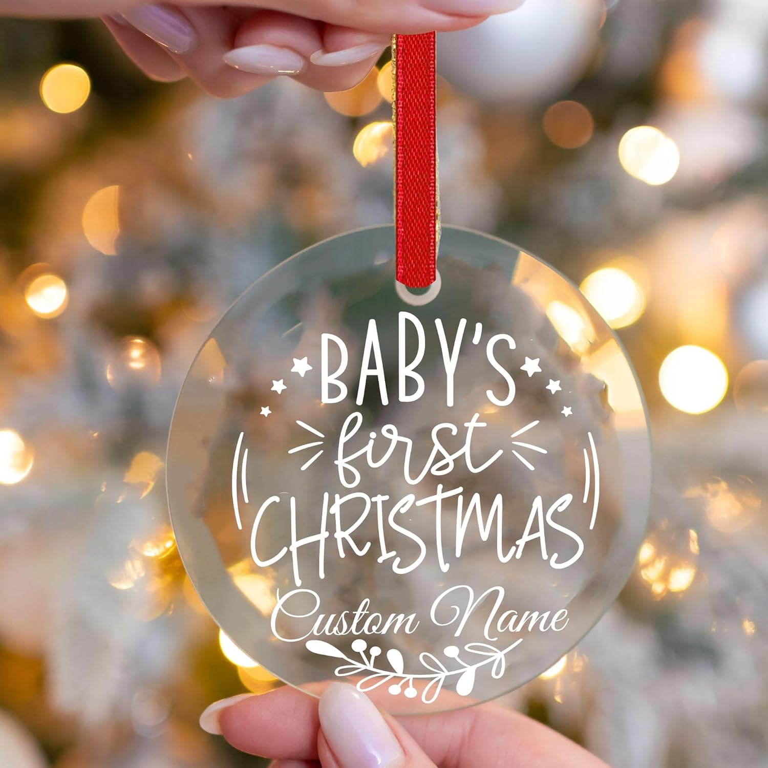 Personalized Babys First Christmas Acrylic Ornament for Boy or Girl