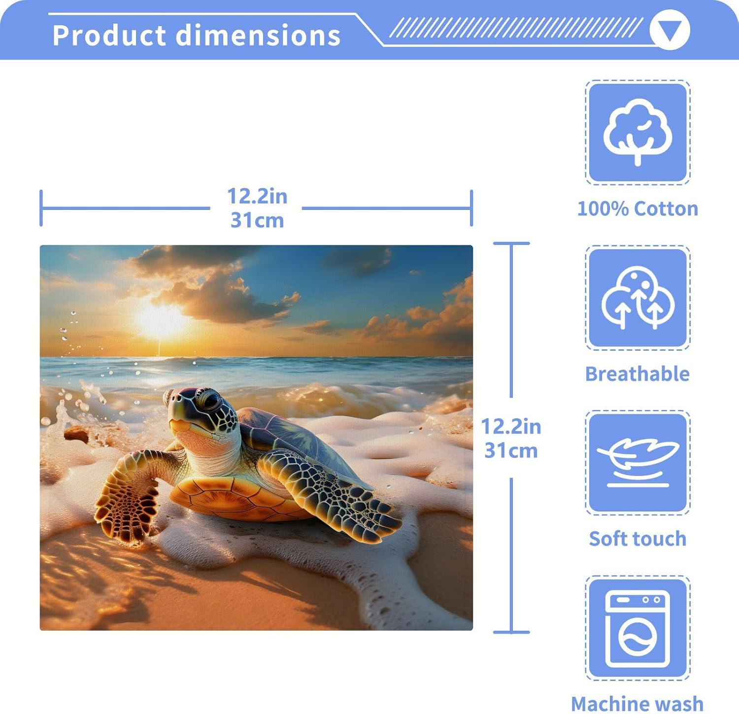 ALAZA Sea Turtle Beach Towels 12x12 2 Pack