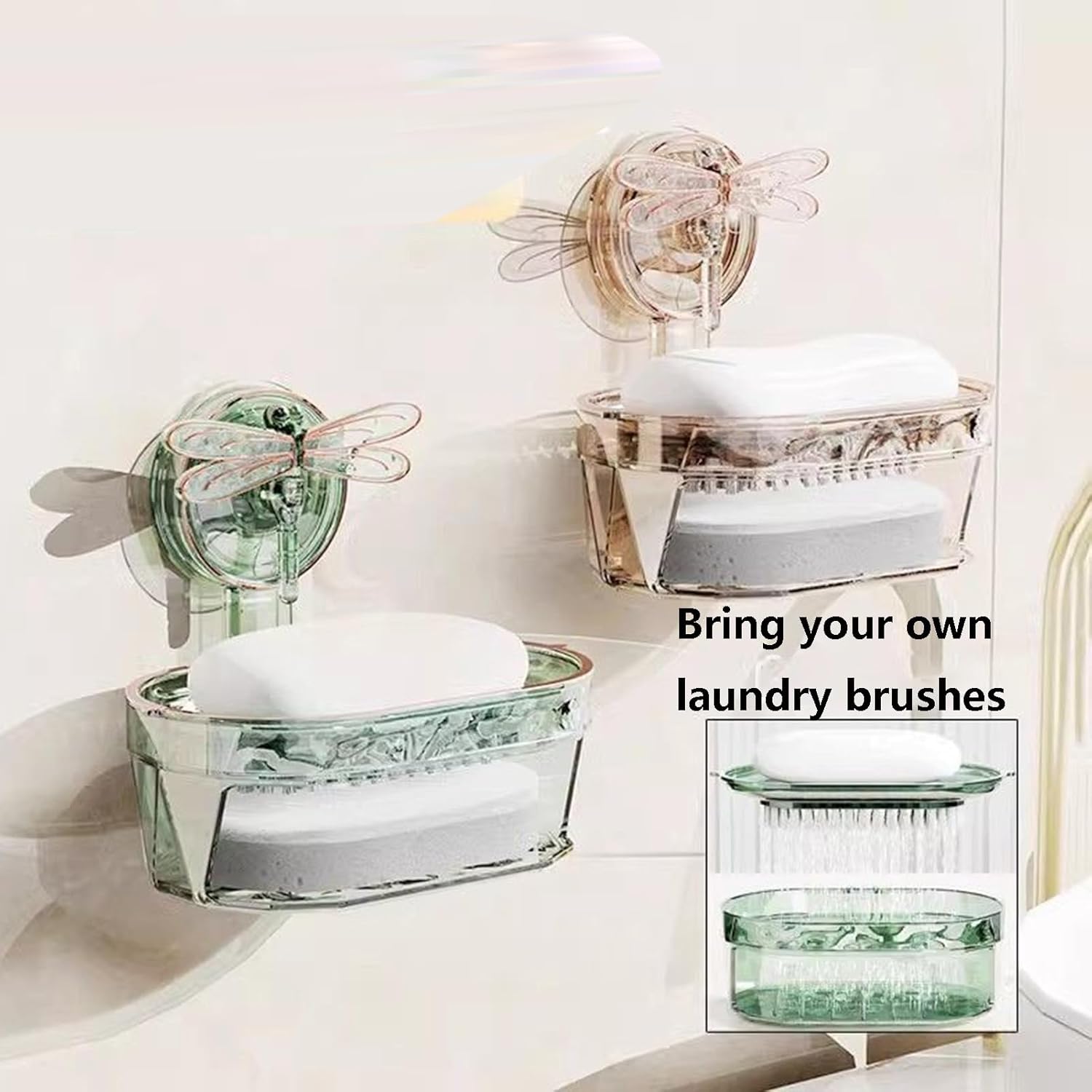 Dragonfly Suction Cup Soap Dish Holder for Shower and Sink