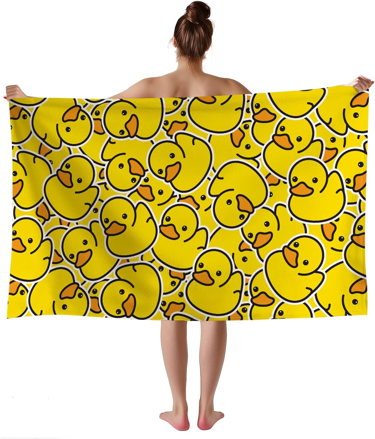 WZOMT Microfiber Beach Towel with Yellow Rubber Duck Design