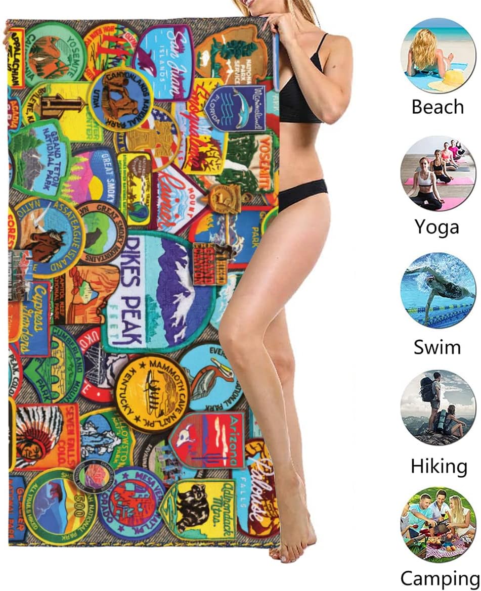 National Parks Badges Microfiber Sand Free Beach Towel