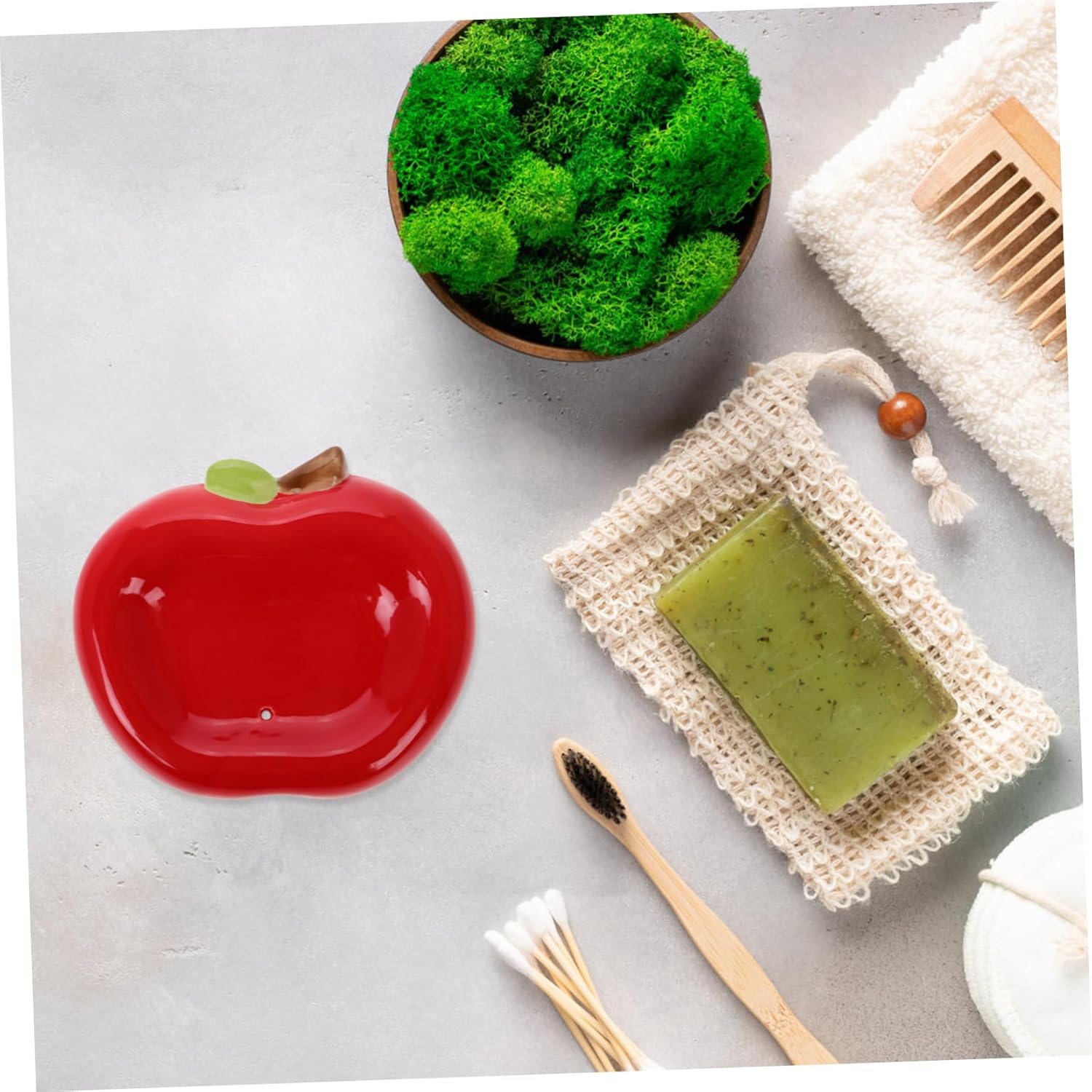 Apple Shaped Ceramic Soap Dish with Drainage Hole