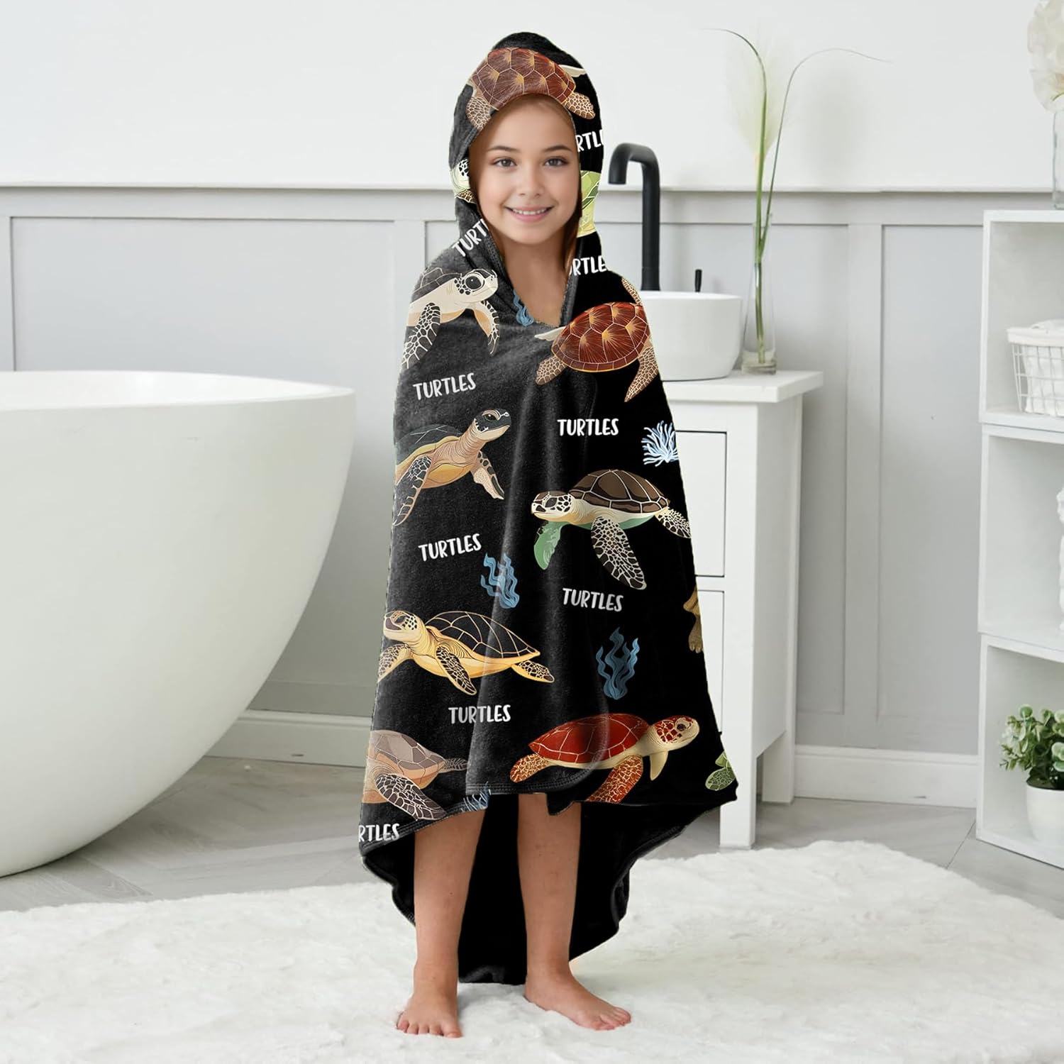 Turtle Hooded Towel - 35 x 60 Soft Cotton Beach Towel