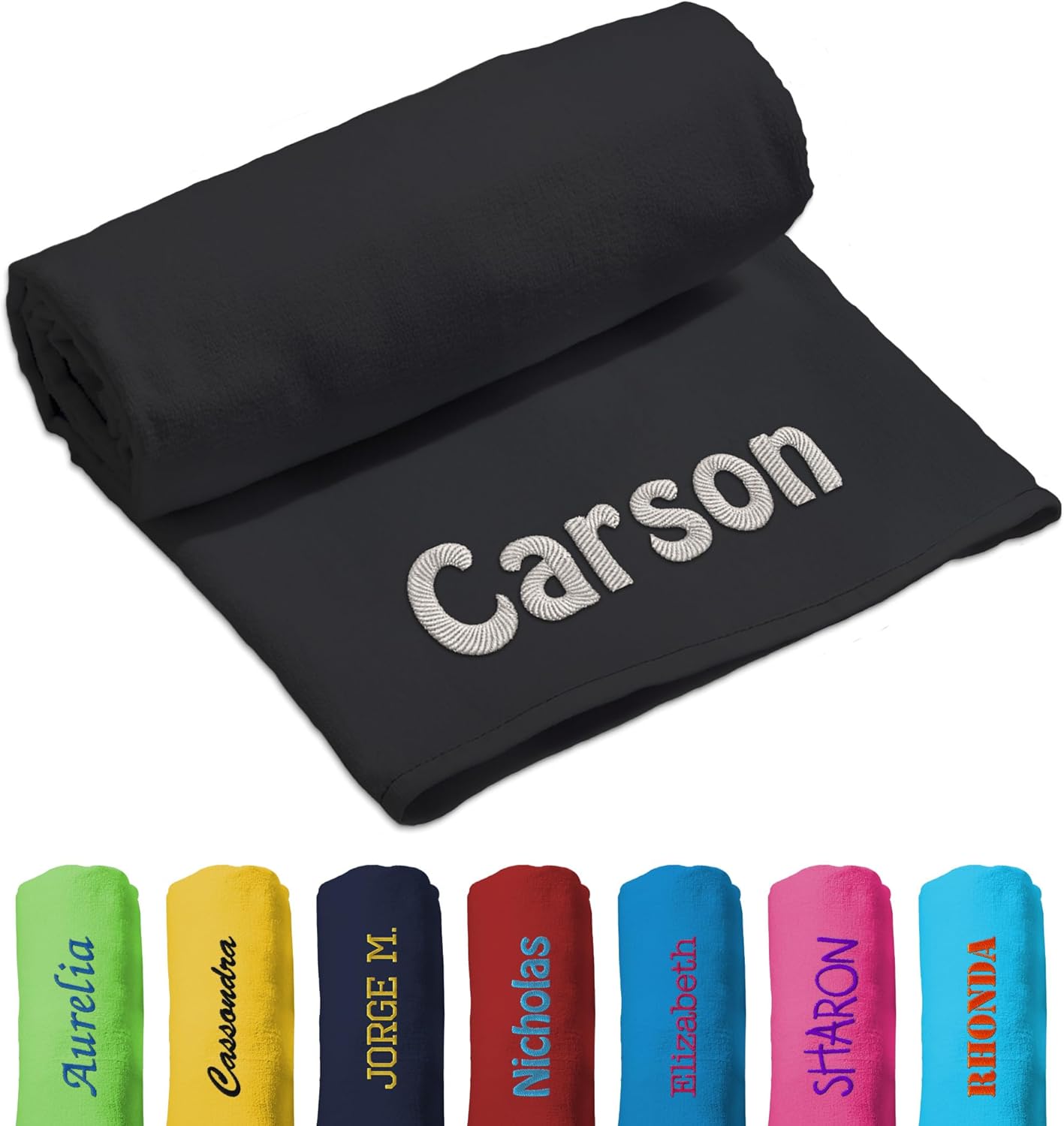 Personalized Embroidered Beach Towels for Adults Kids