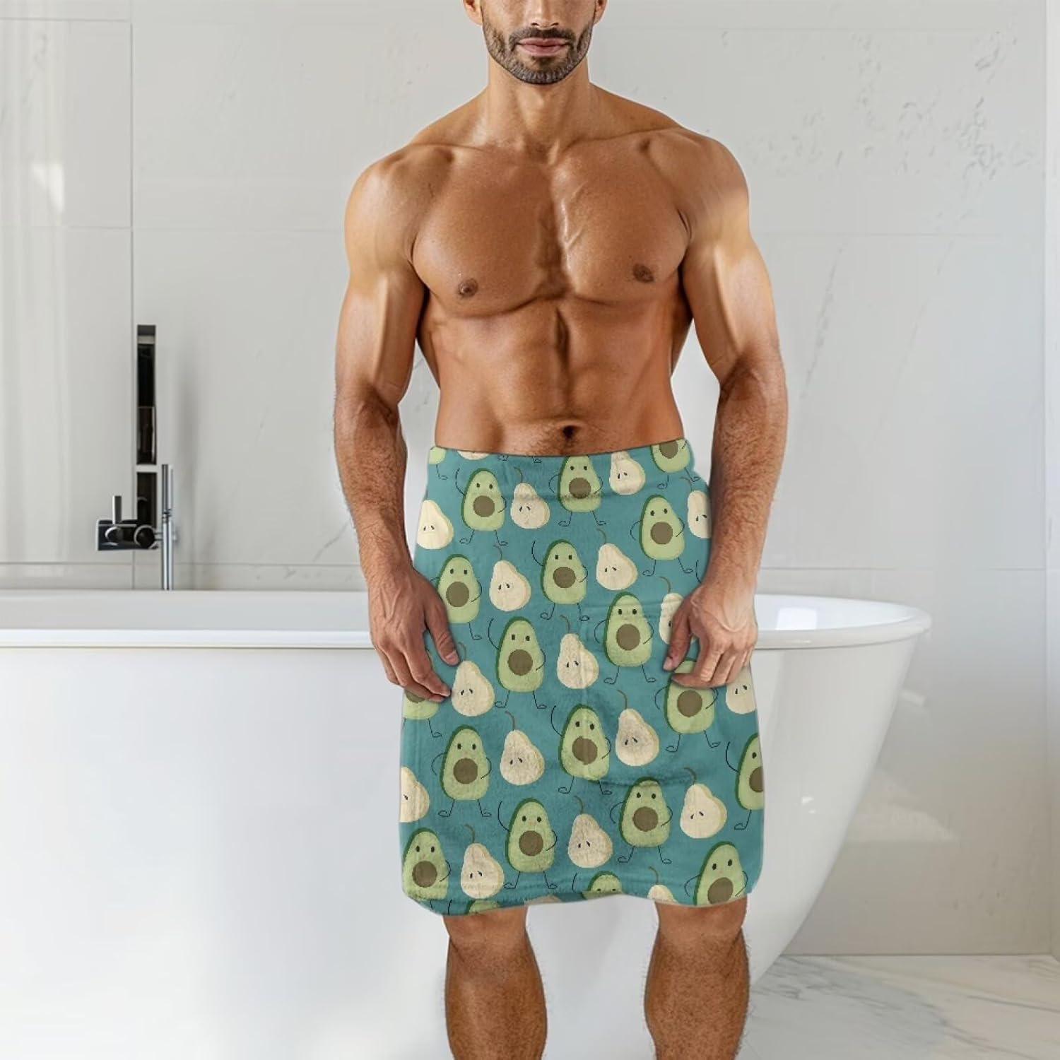Adjustable Spa Towel Wrap for Men with Hook and Loop