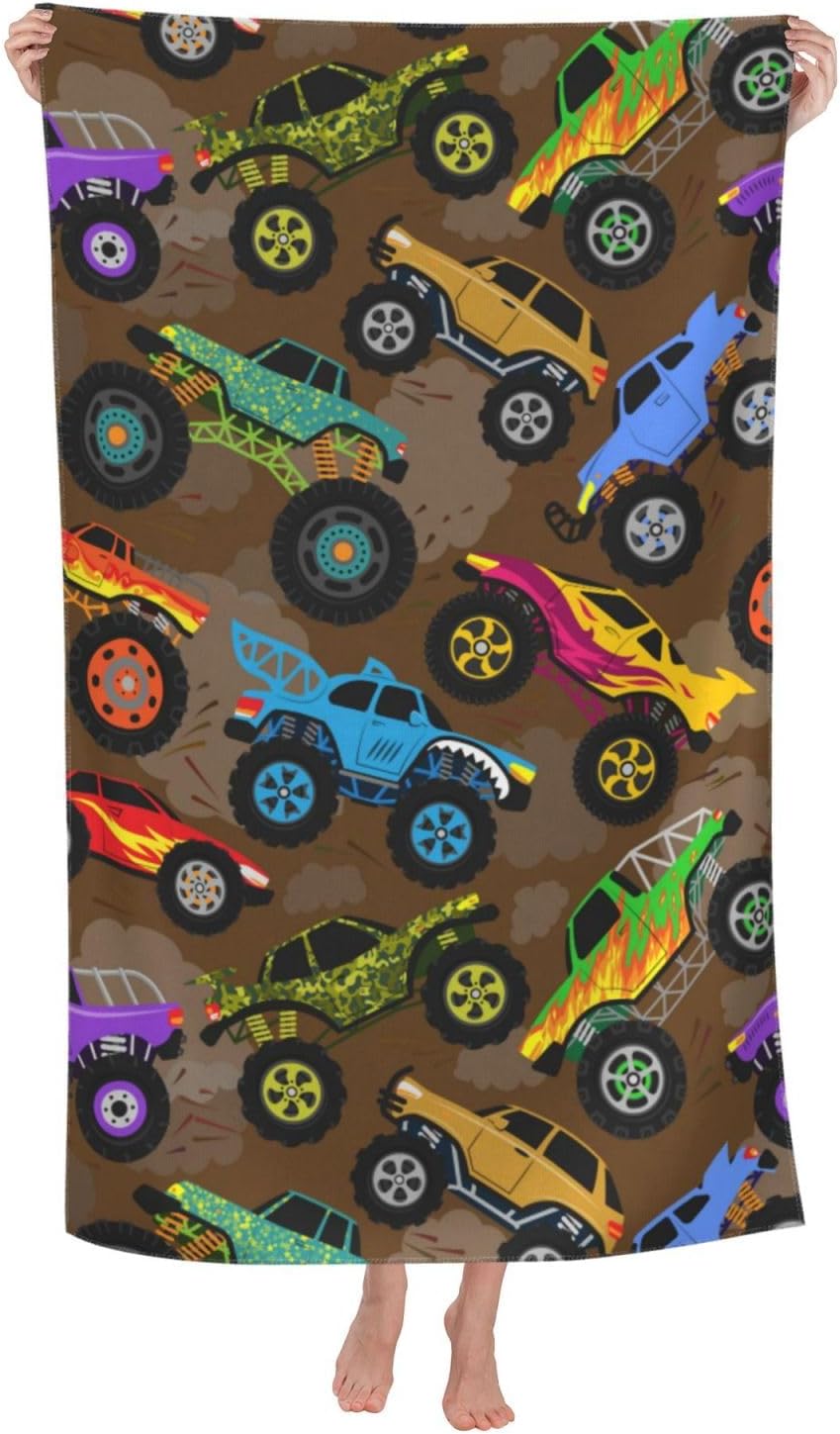HKHEHOP Monster Vintage Truck Cartoon Beach Towel