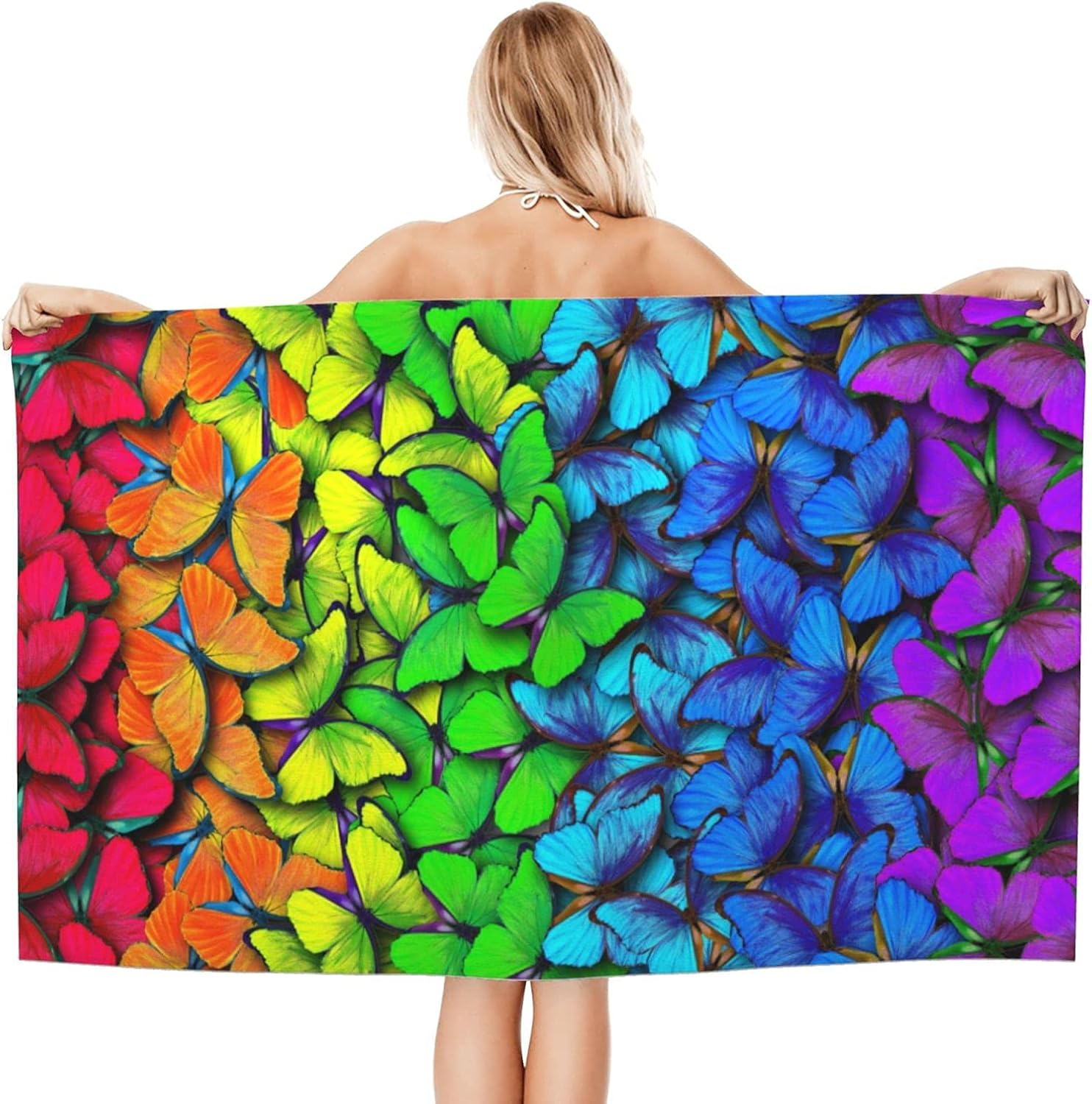 Rainbow Butterflies Microfiber Beach Towel