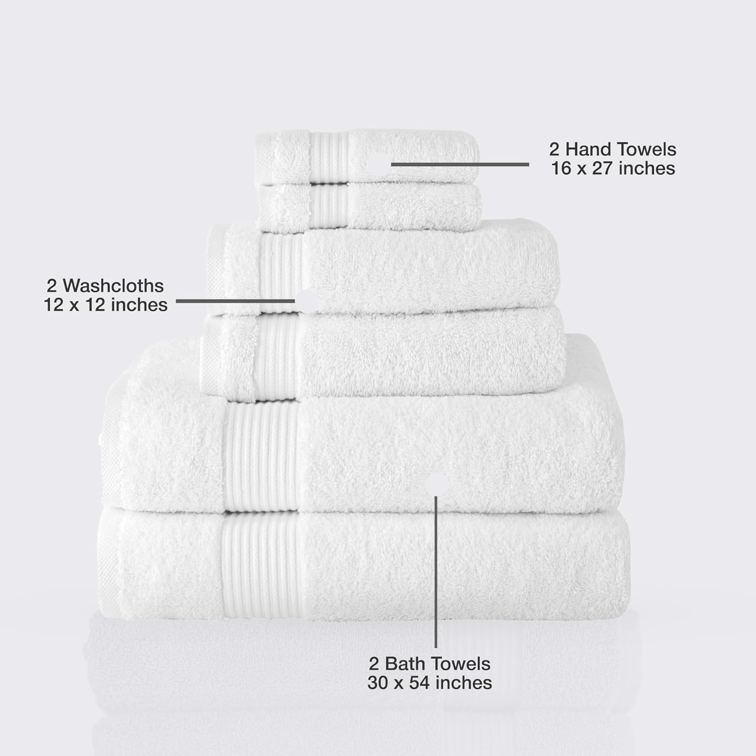 Classic Turkish Towels CTT - 6 Piece Luxury Towel Set