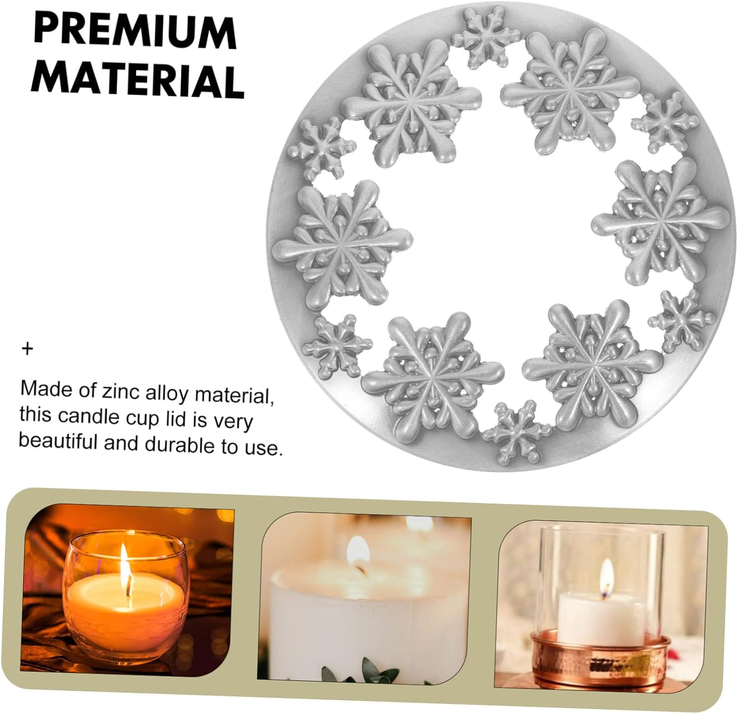 SEWACC Snowflake Candle Lid - Zinc Alloy Christmas Decor
