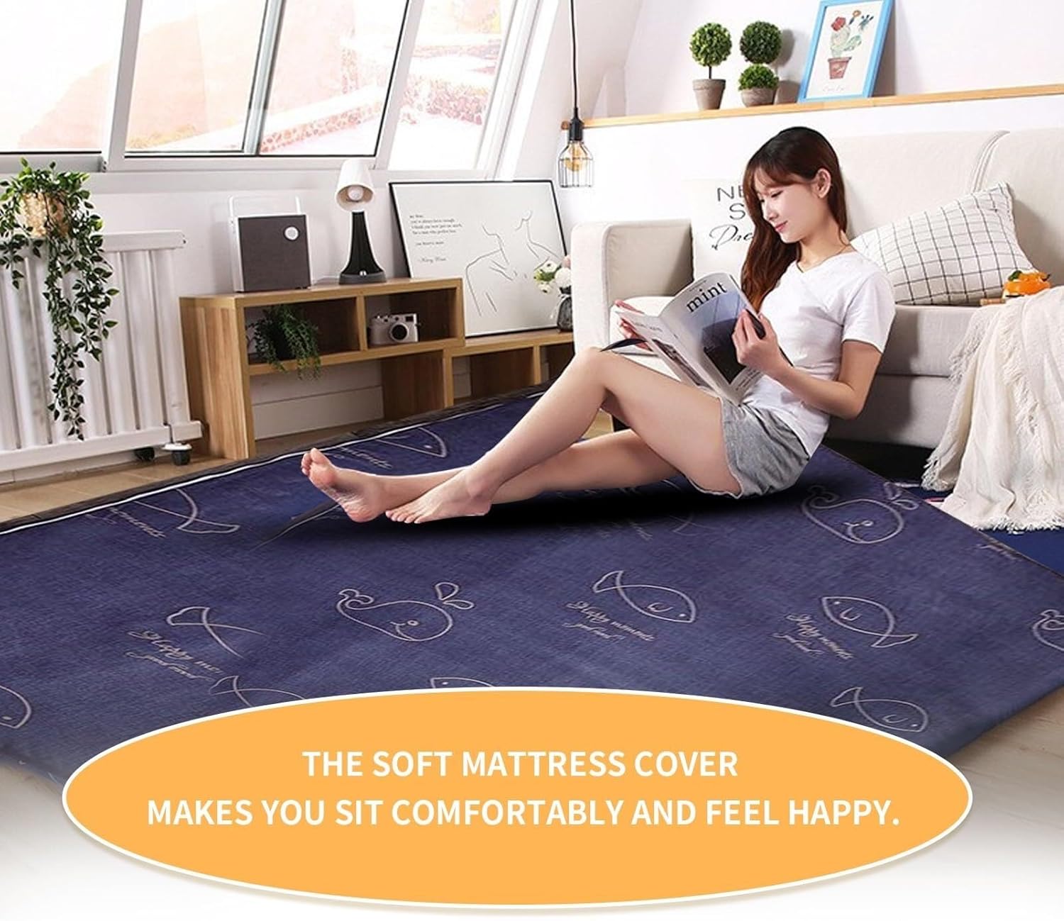 Soft Japanese Futon Mattress Cover with Zipper and Dustproof Lining