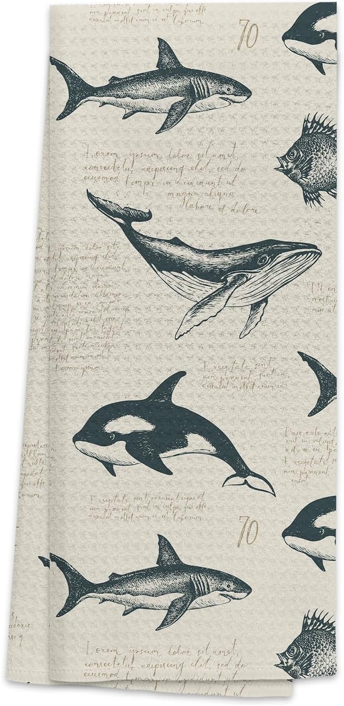 TNUW Ocean Animals Kitchen Towels 24x16 Inch