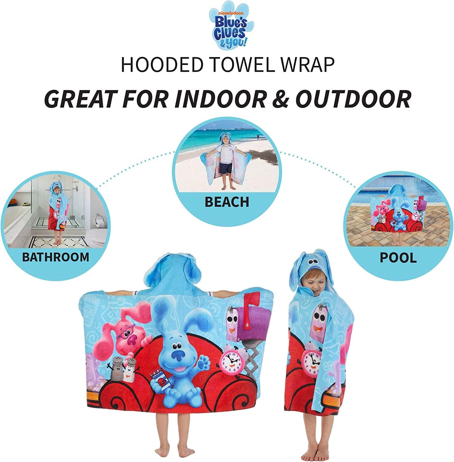 Franco Blues Clues Hooded Towel Wrap 24x50