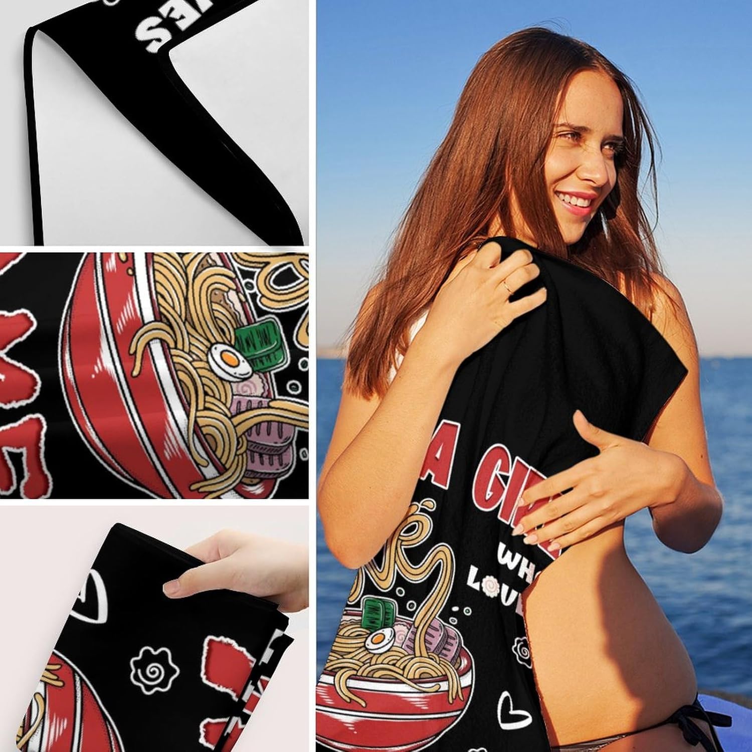 Custom Beach Towel for Kids - Soft Quick-Dry Ramen Towel