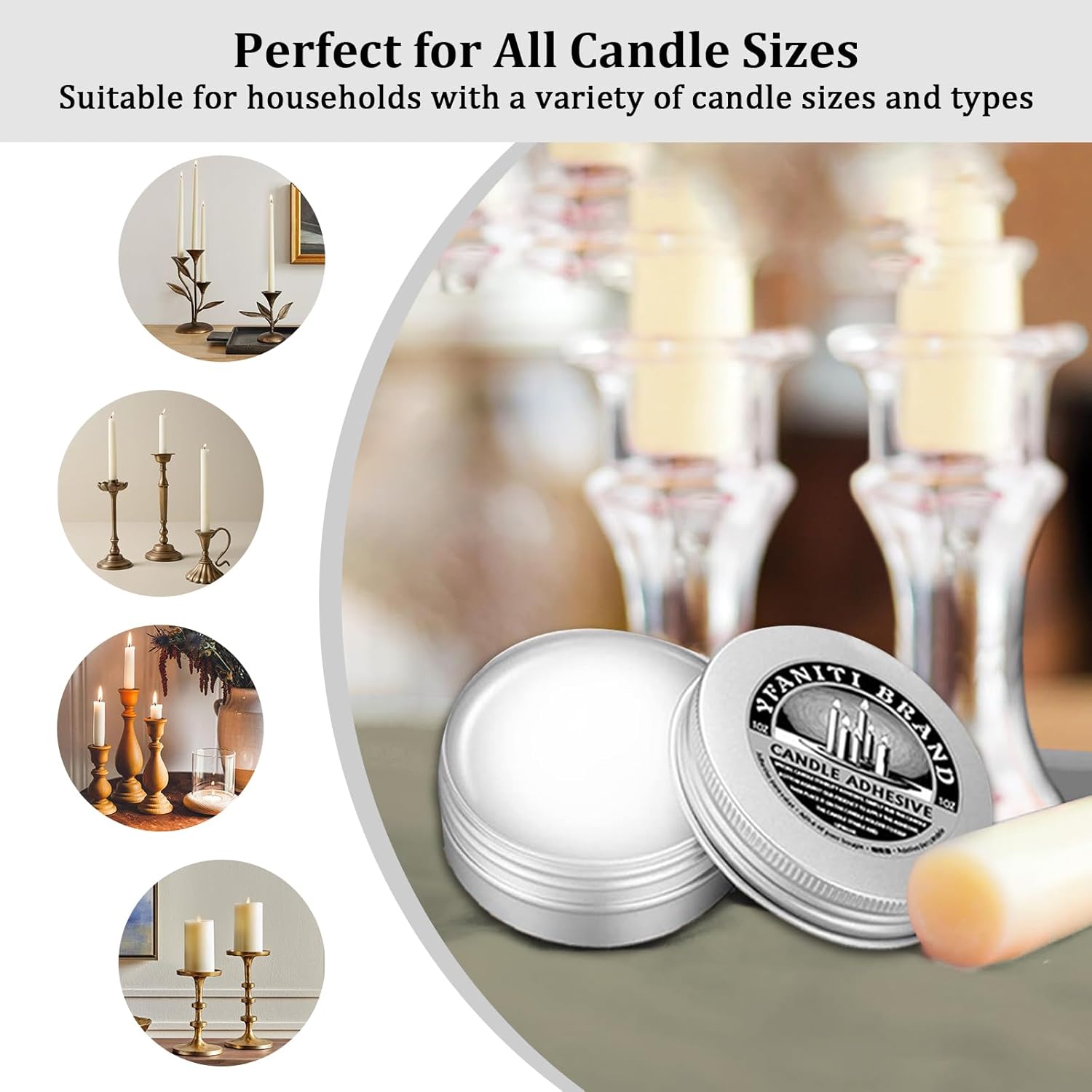 YFANITI Taper Candle Adhesive 1oz for Secure Hold