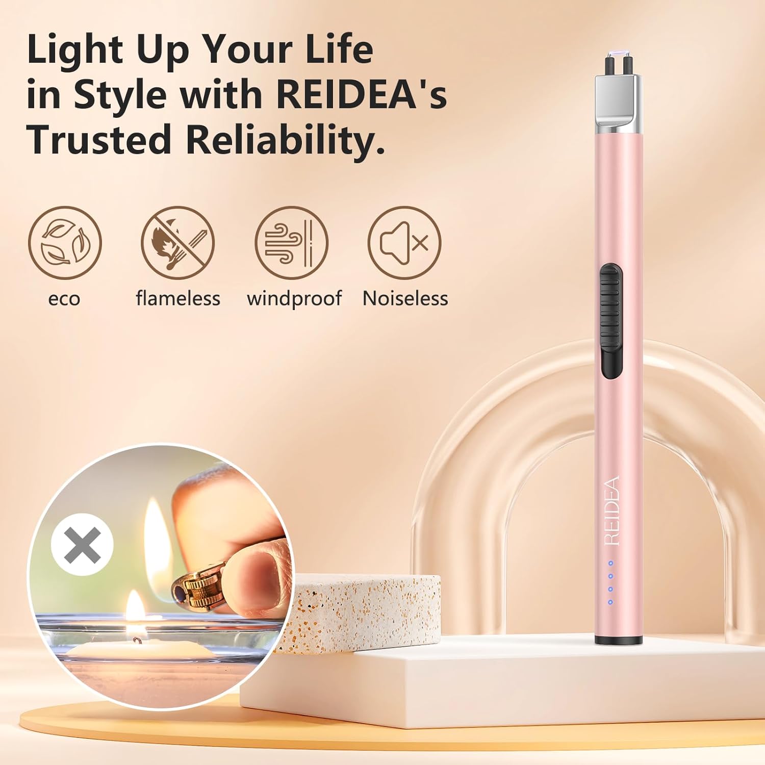 REIDEA S4 Pro Flameless Windproof Electric Lighter with LED Indicator