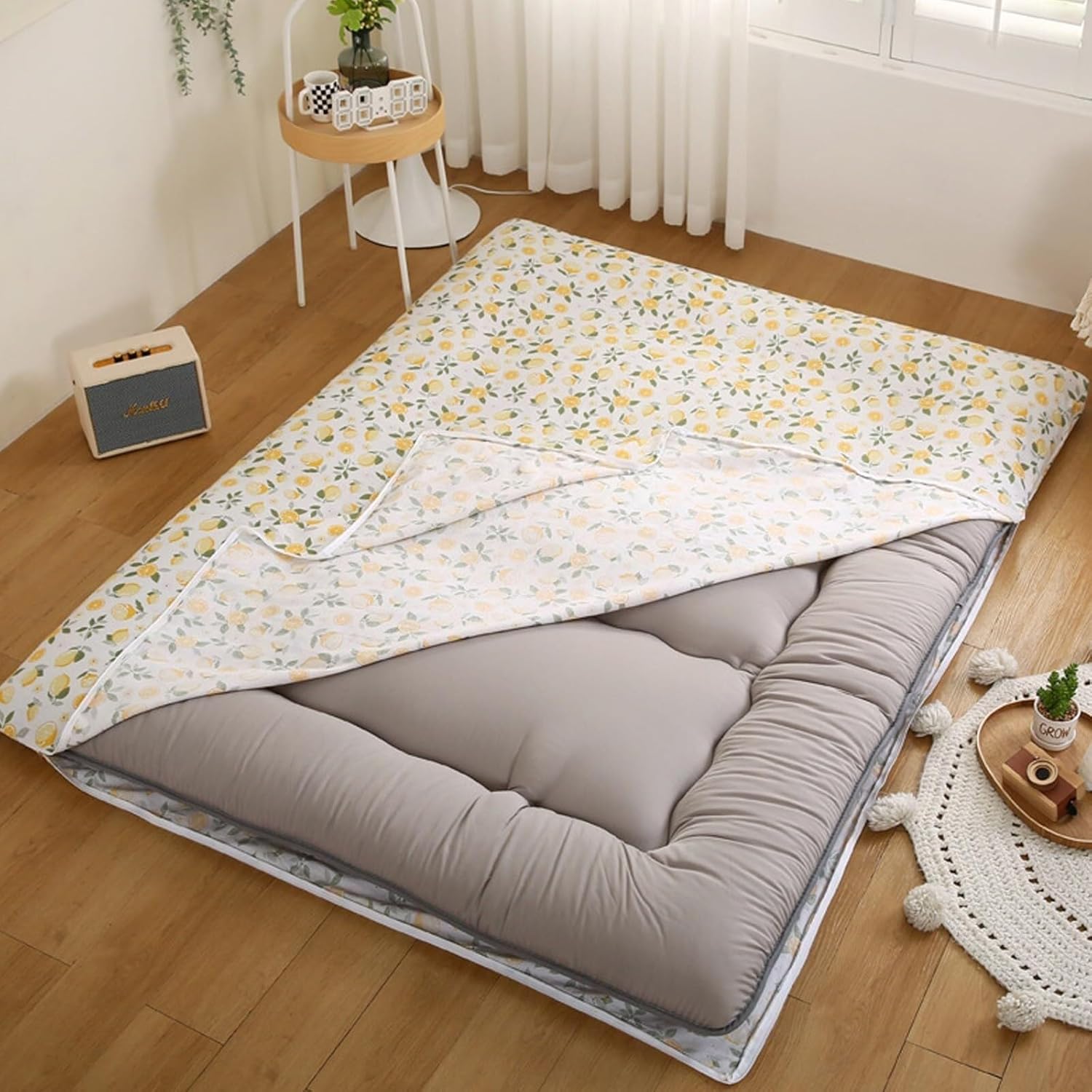 Soft Japanese Futon Mattress Cover with Zipper and Dustproof Lining