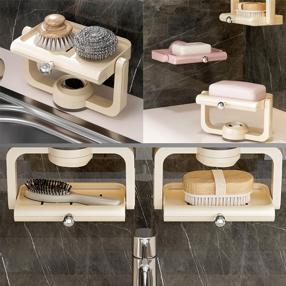 Rotatable Suction Cup Soap Dish Holder for Bathroom Kitchen
