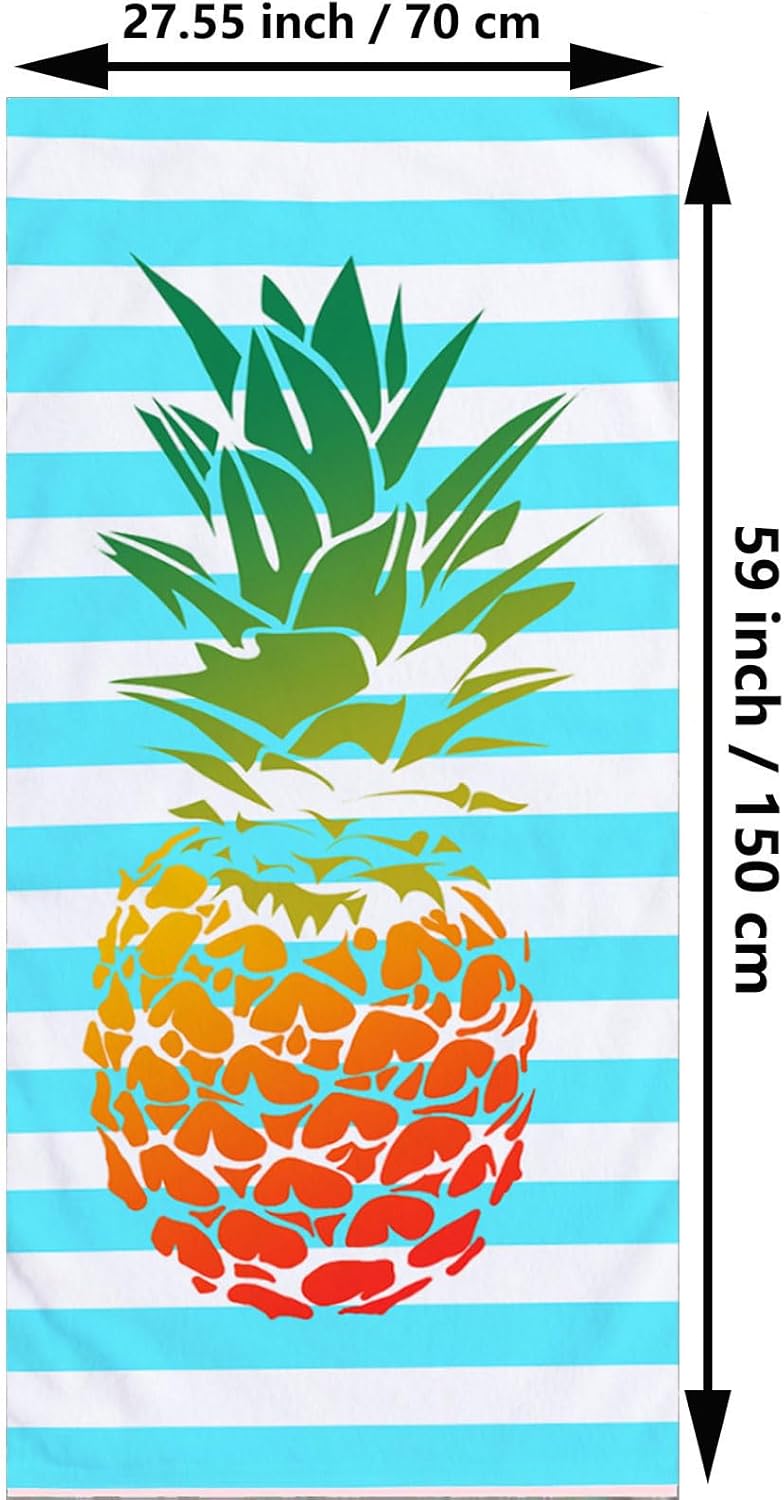 Pineapple Print Beach Towels Microfiber Quick Dry Sand Free