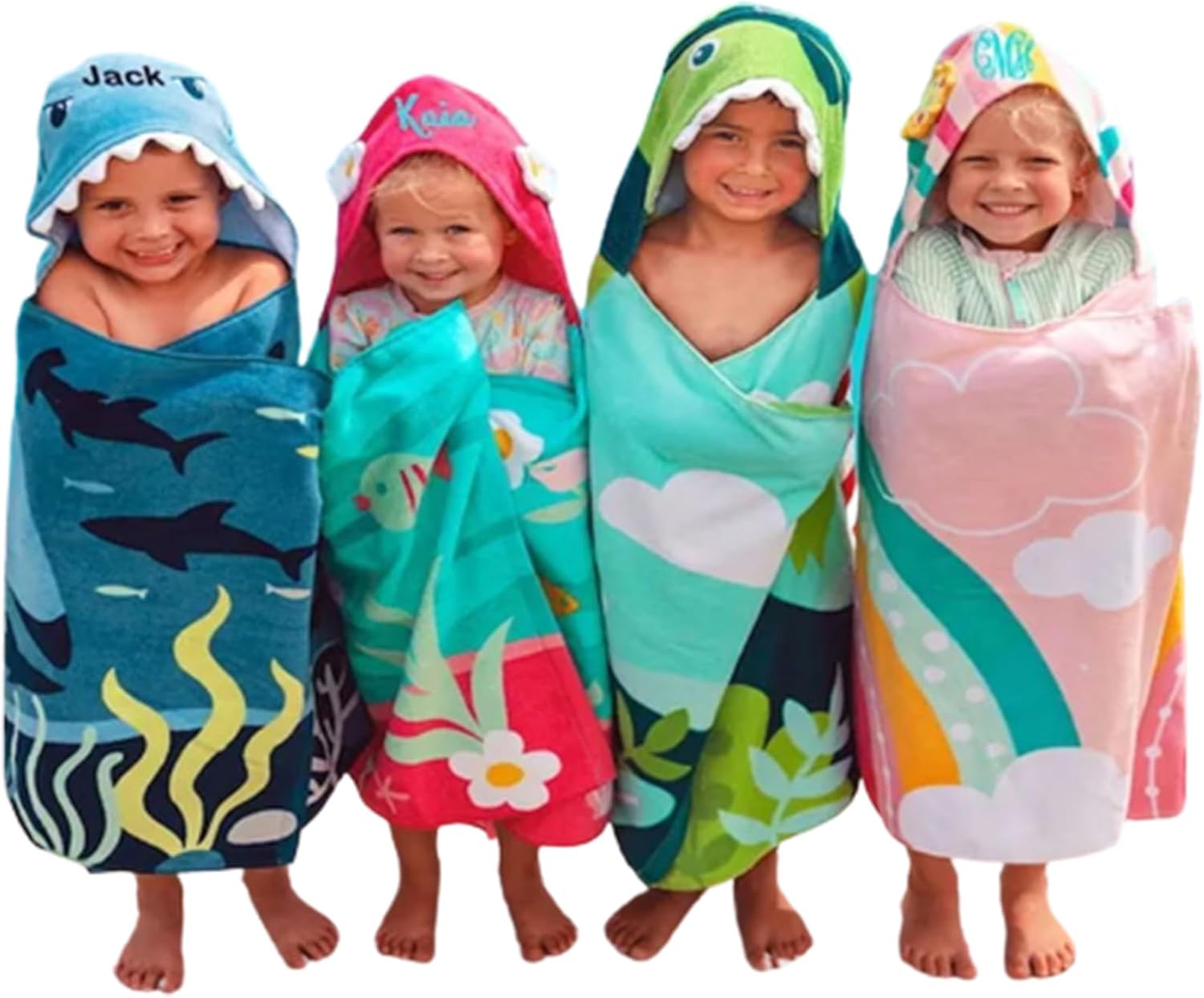 Personalized Kids Hooded Beach Towel with Name Embroidery 1