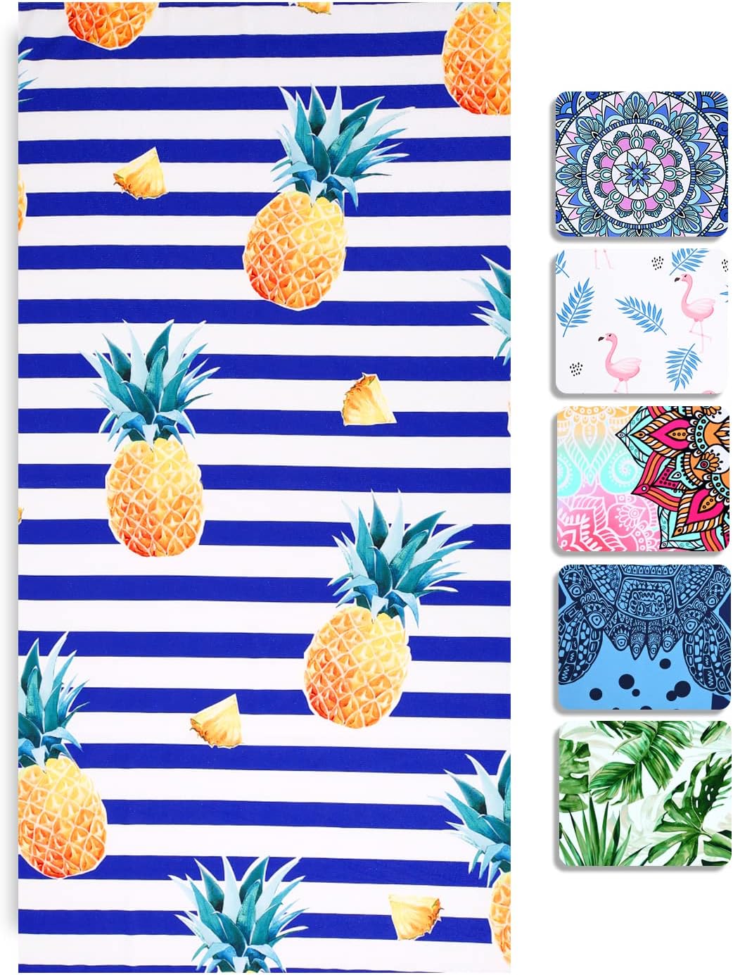 LIVILAN Oversized Striped Pineapple Beach Towel for Women and Girls