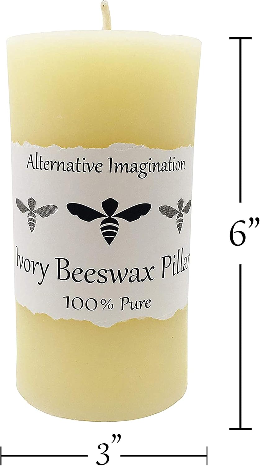 Alternative Imagination Large Beeswax Candles 80 Hour Ivory Pillar 1 Pack