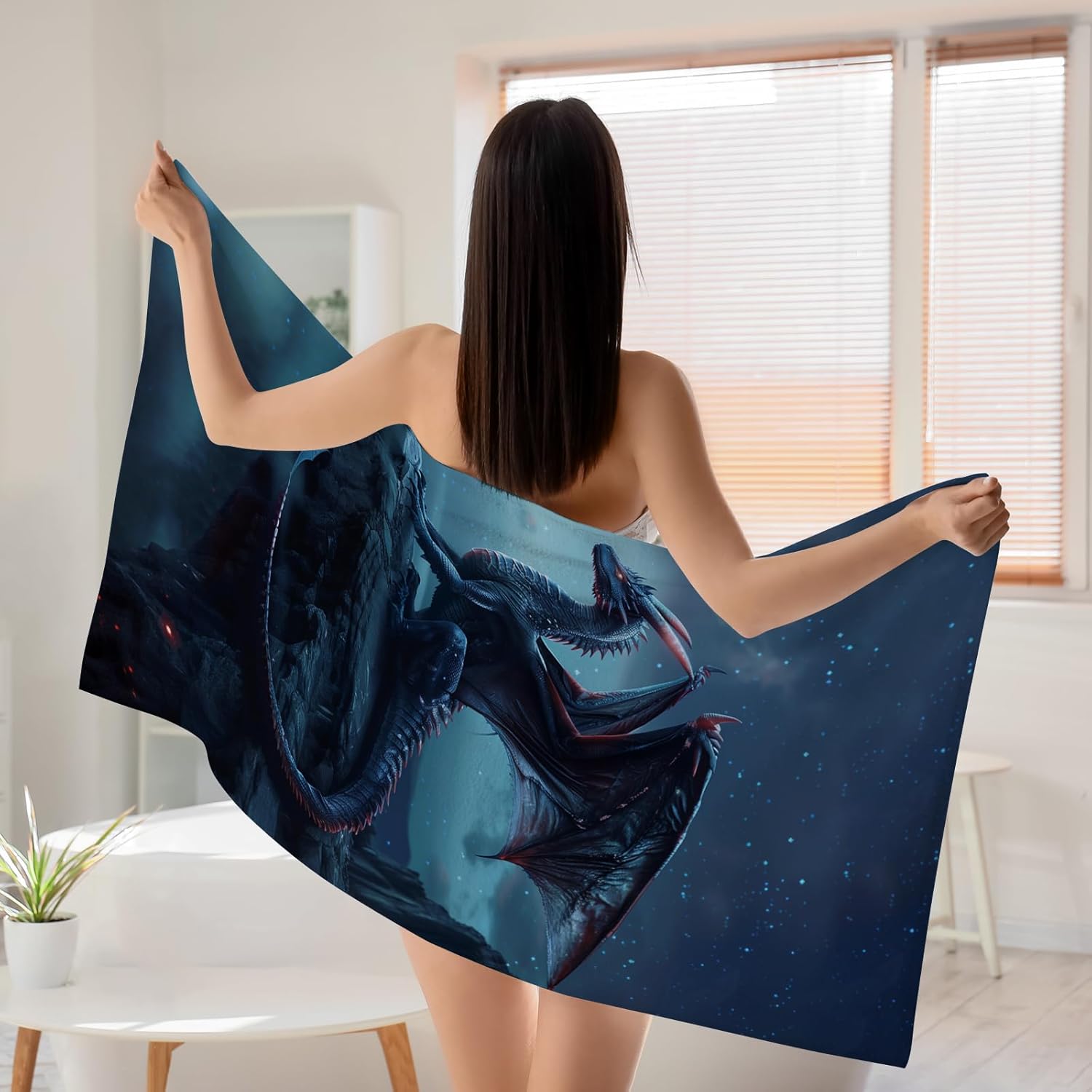 WZOMT Microfiber Dragon Beach Towel - 32x52 Inch