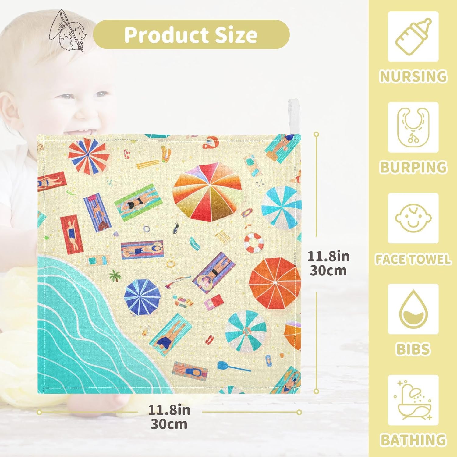 STAYTOP Beach Towels 3 Pack Cotton Wash Cloths for Baby