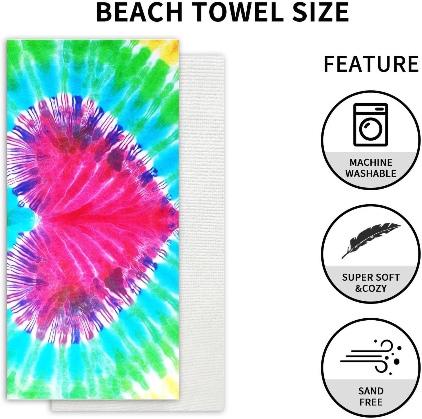 Microfiber Beach Towel - Lightweight Quick Drying Sand Free 1