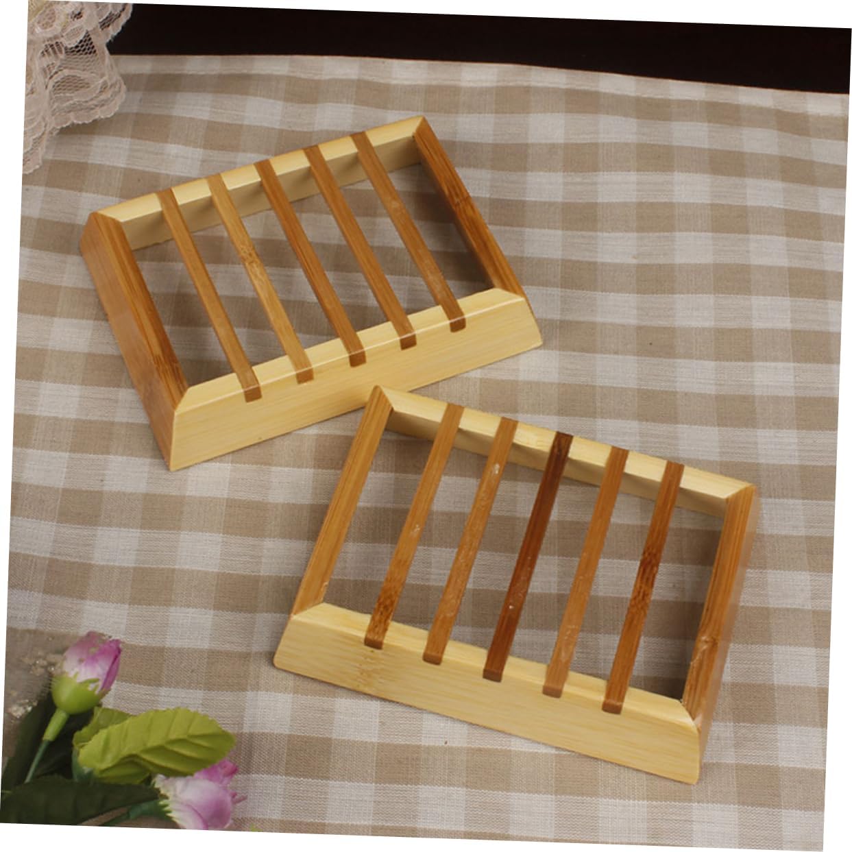 RORPOIR Bamboo Soap Holder Wooden Sink Organizer with Drainage