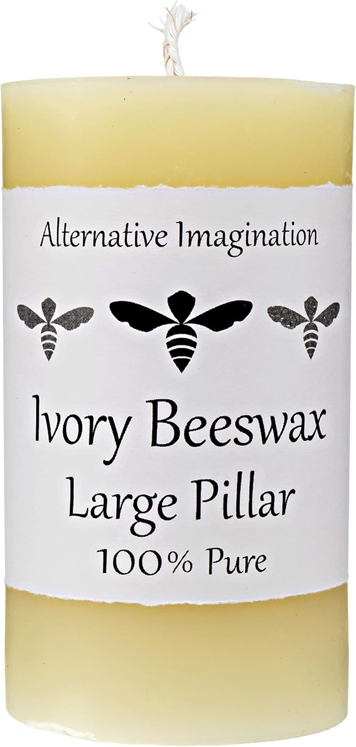 Alternative Imagination Large Beeswax Candles 80 Hour Ivory Pillar 1 Pack