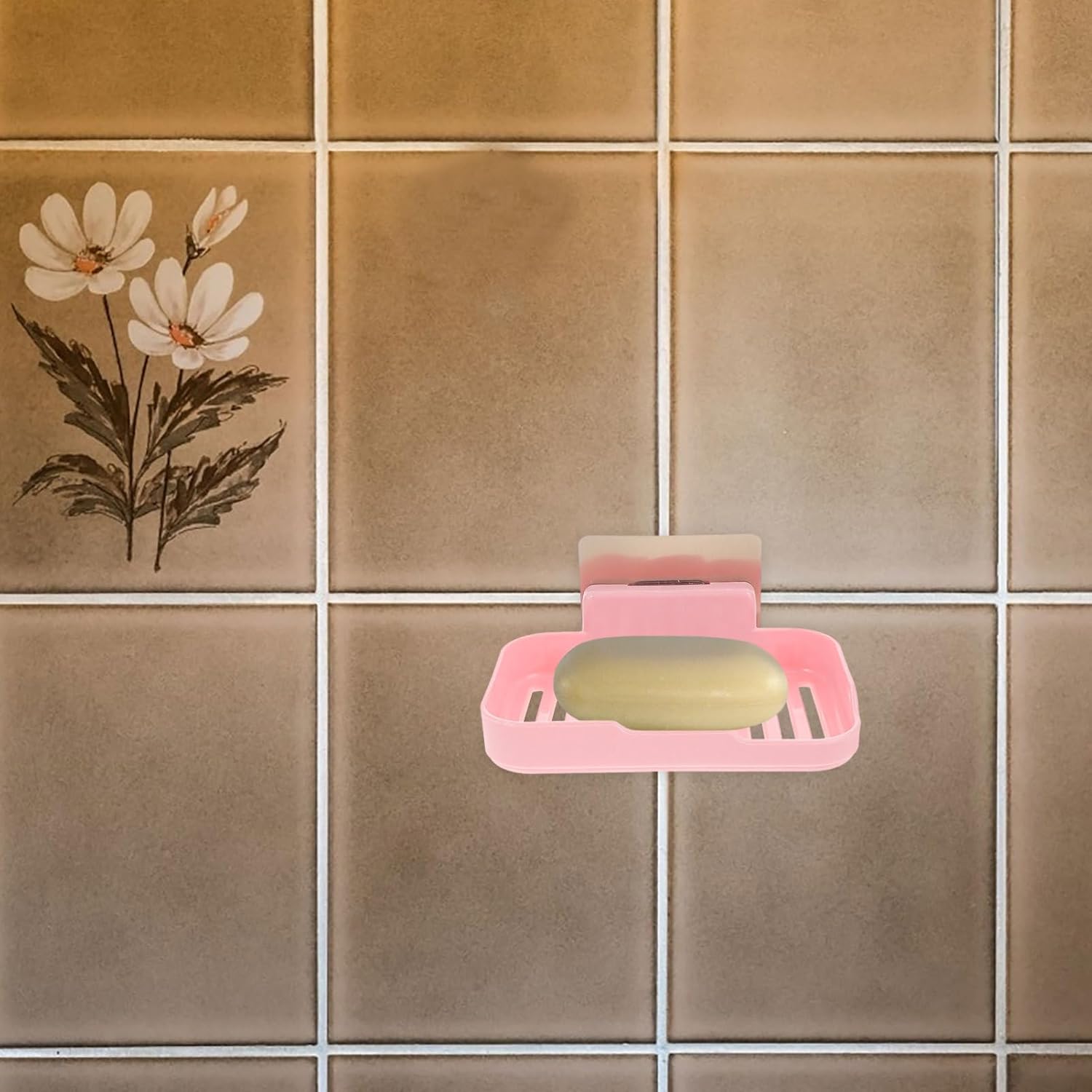ULTECHNOVO Shower Soap Dish Plastic Holder with Adhesive Mount