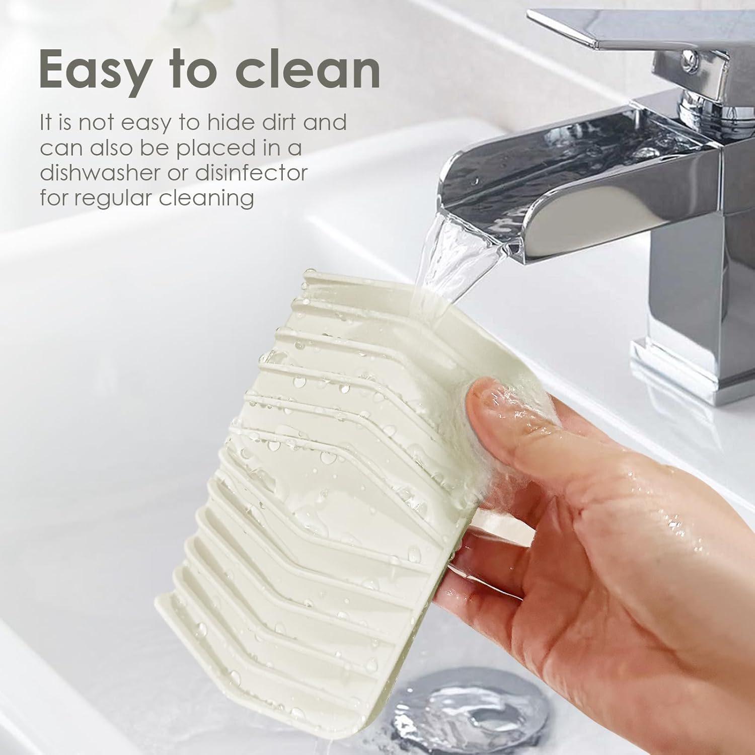 SAISN Silicone Soap Dish for Shower Beige