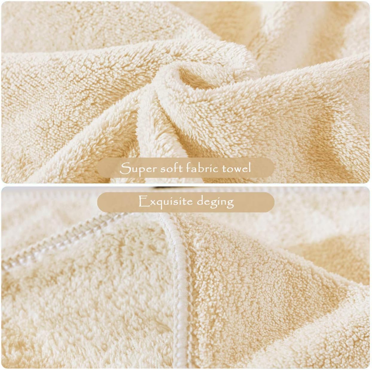 Xinrjojo 4-Piece Microfiber Towel Set - Cream 1