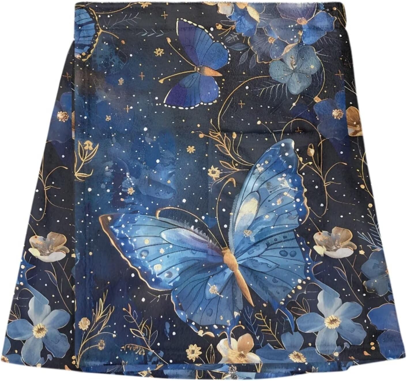 Blue Butterfly Bath Wrap with Front Pocket
