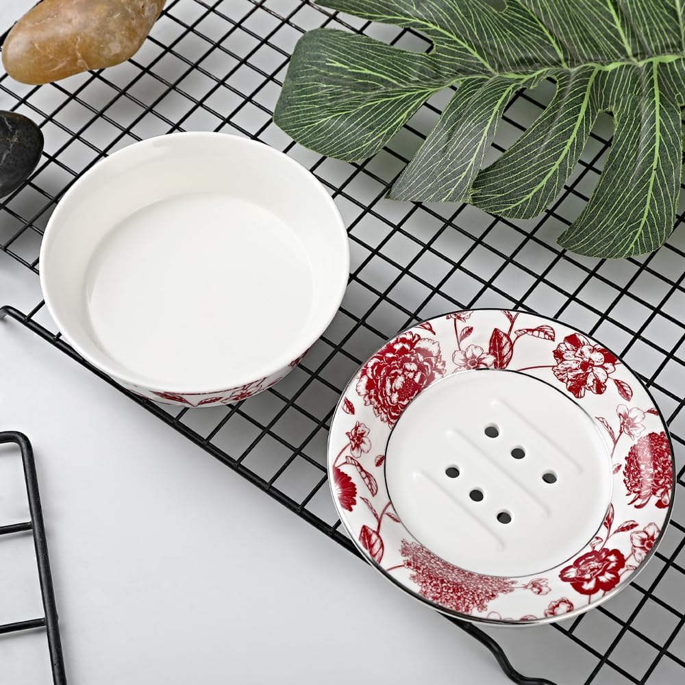 Floral Decorative Soap Dish in Ceramic Style C
