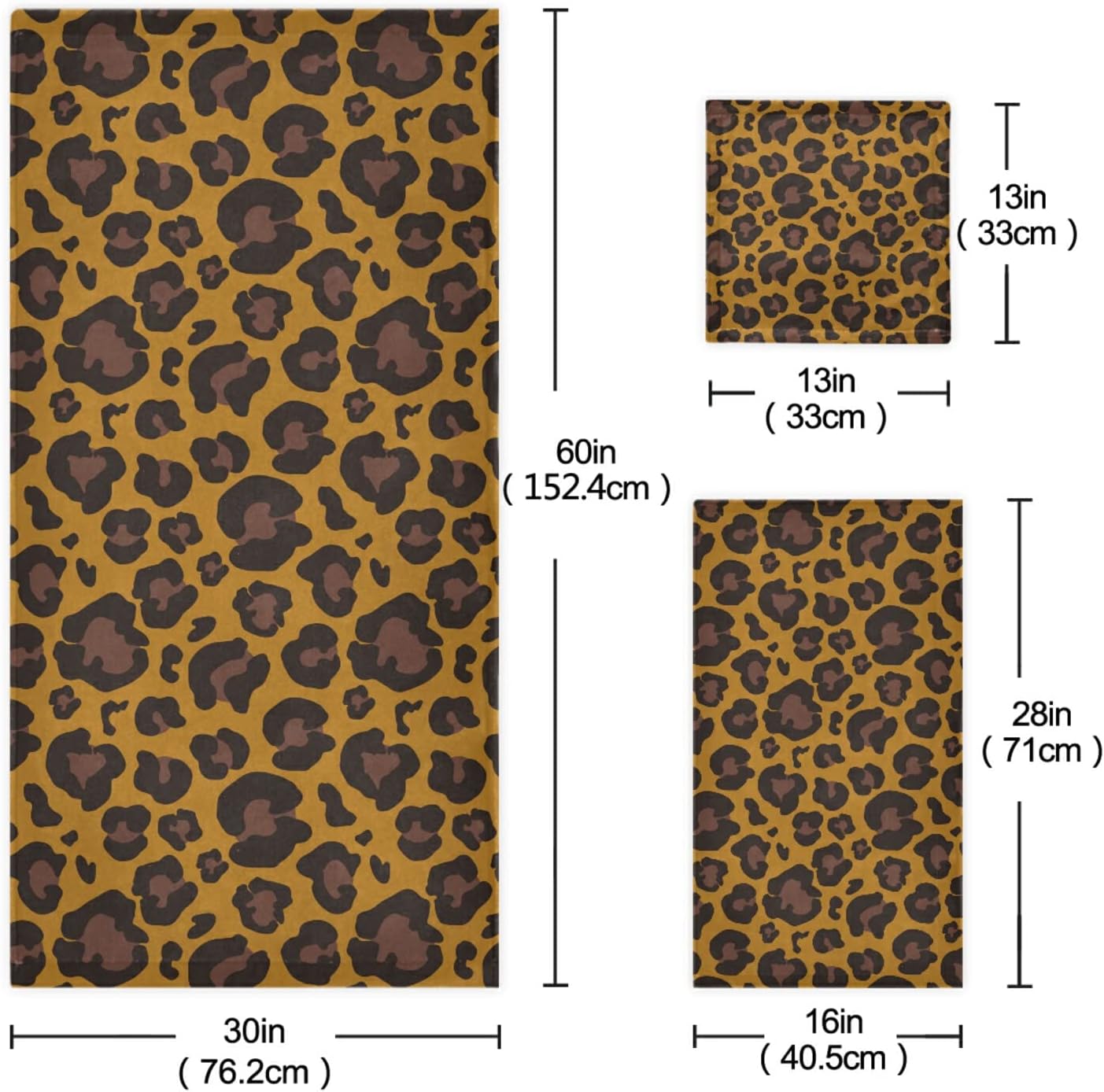 Susiyo 3-Piece Towel Set Leopard Skin Pattern