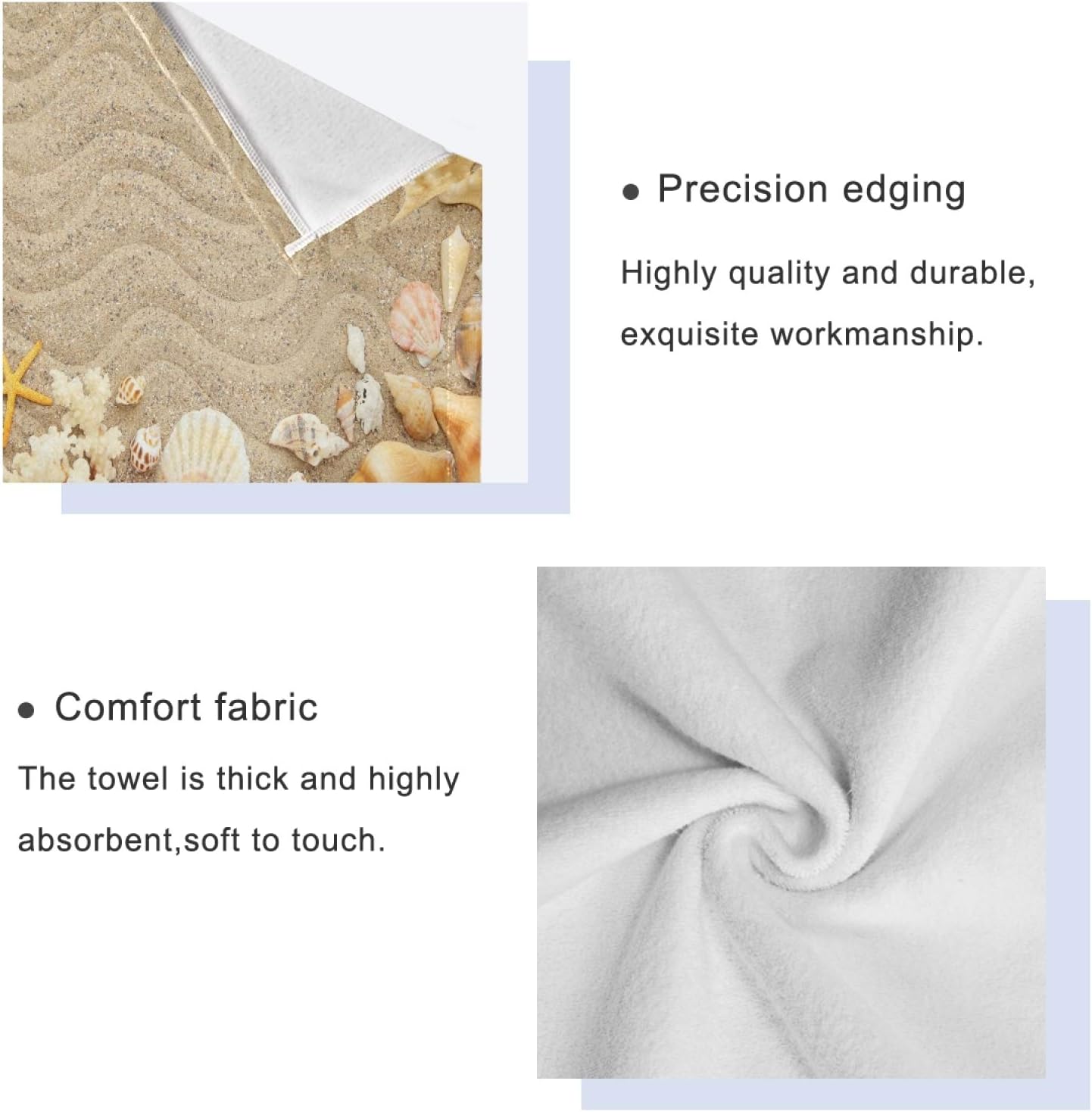 ALAZA Towel Set of 3 Seashells Starfishes