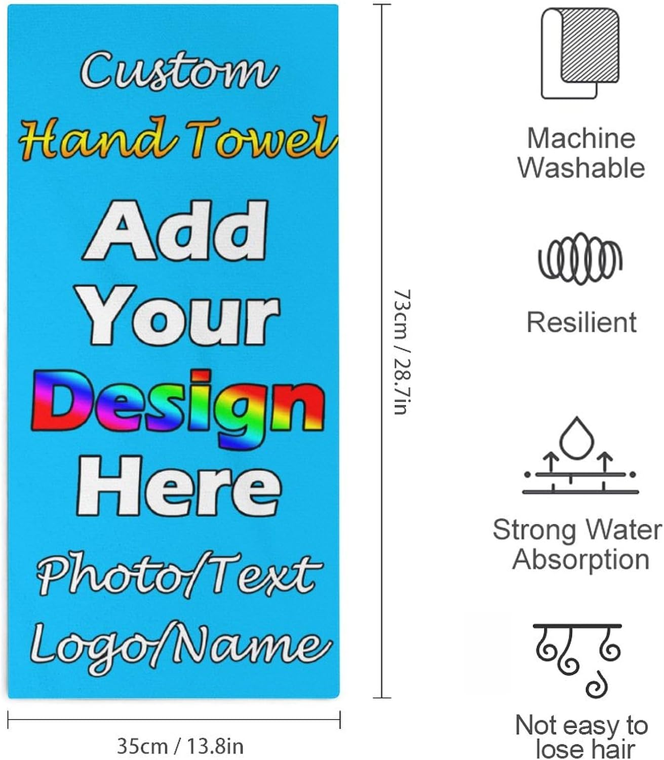 Custom Ultrafine Fiber Face Towel - Personalized Quick Dry Towel with Text and Image