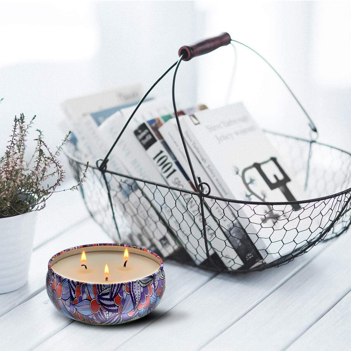 HITHYS Citronella Candles 45 Hour Soy Wax Travel Tin Pack of 3