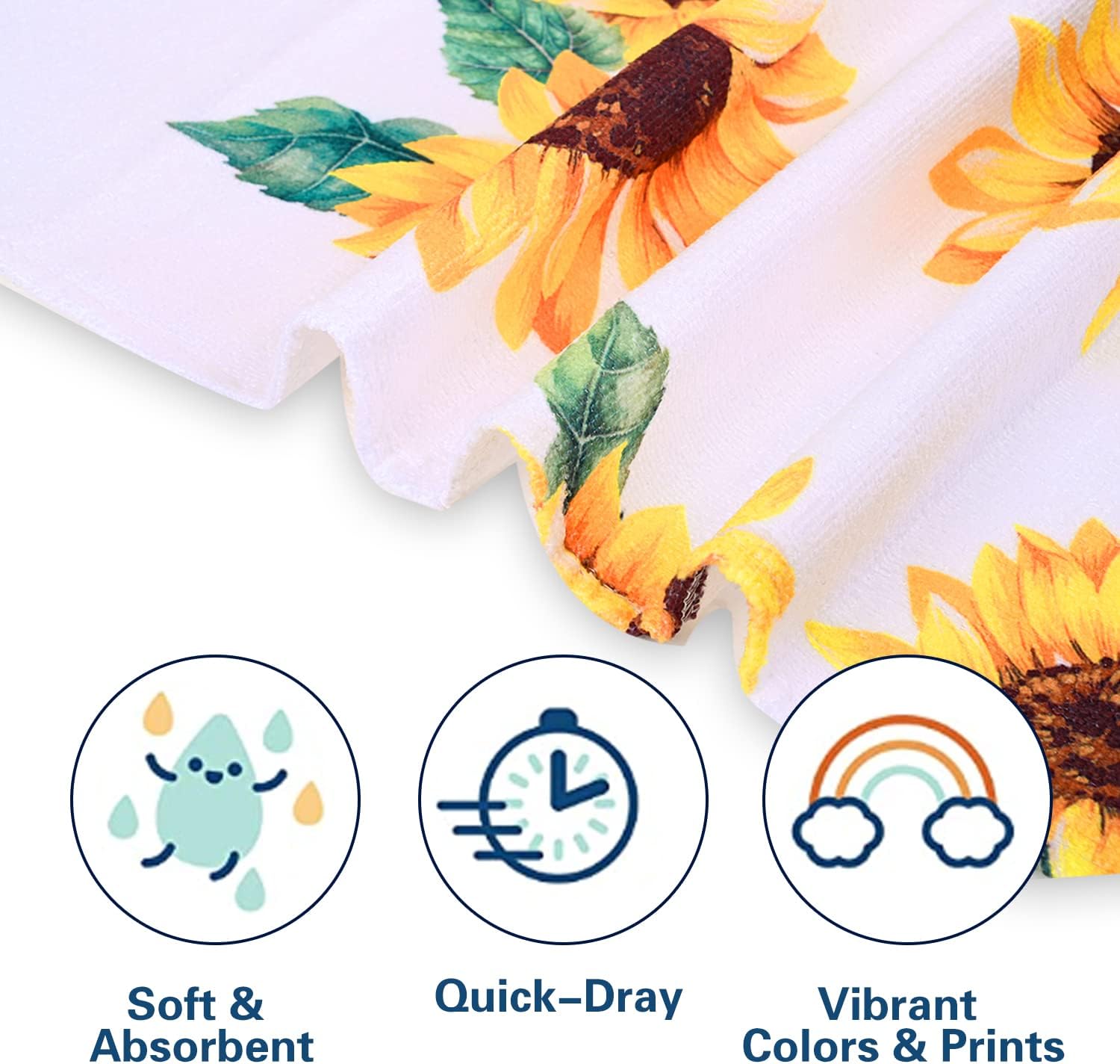 LIVILAN Sunflower Floral Beach Towel - Small Lightweight Microfiber 24x48