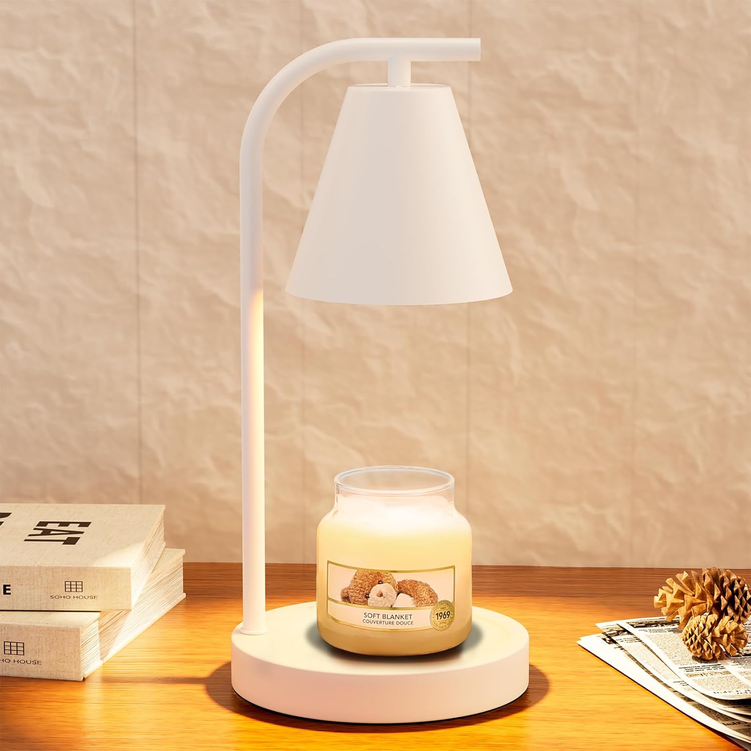 Hong-in White Candle Warmer with Timer - 2 Bulbs 1