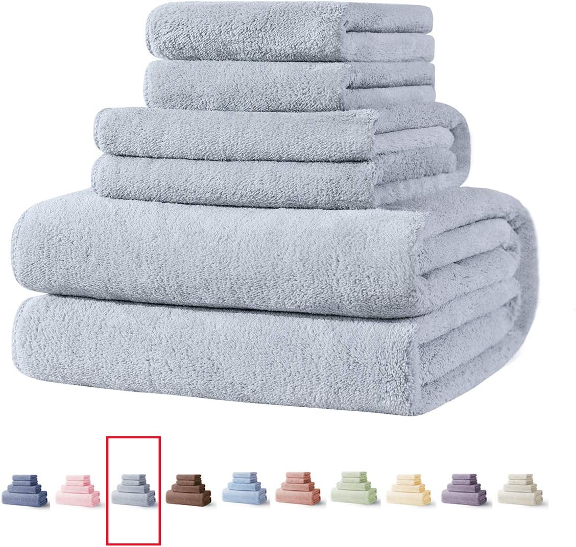 Xinrjojo 4 Piece Microfiber Bath Towel Set Quick Dry Travel Yoga Towels - Gray