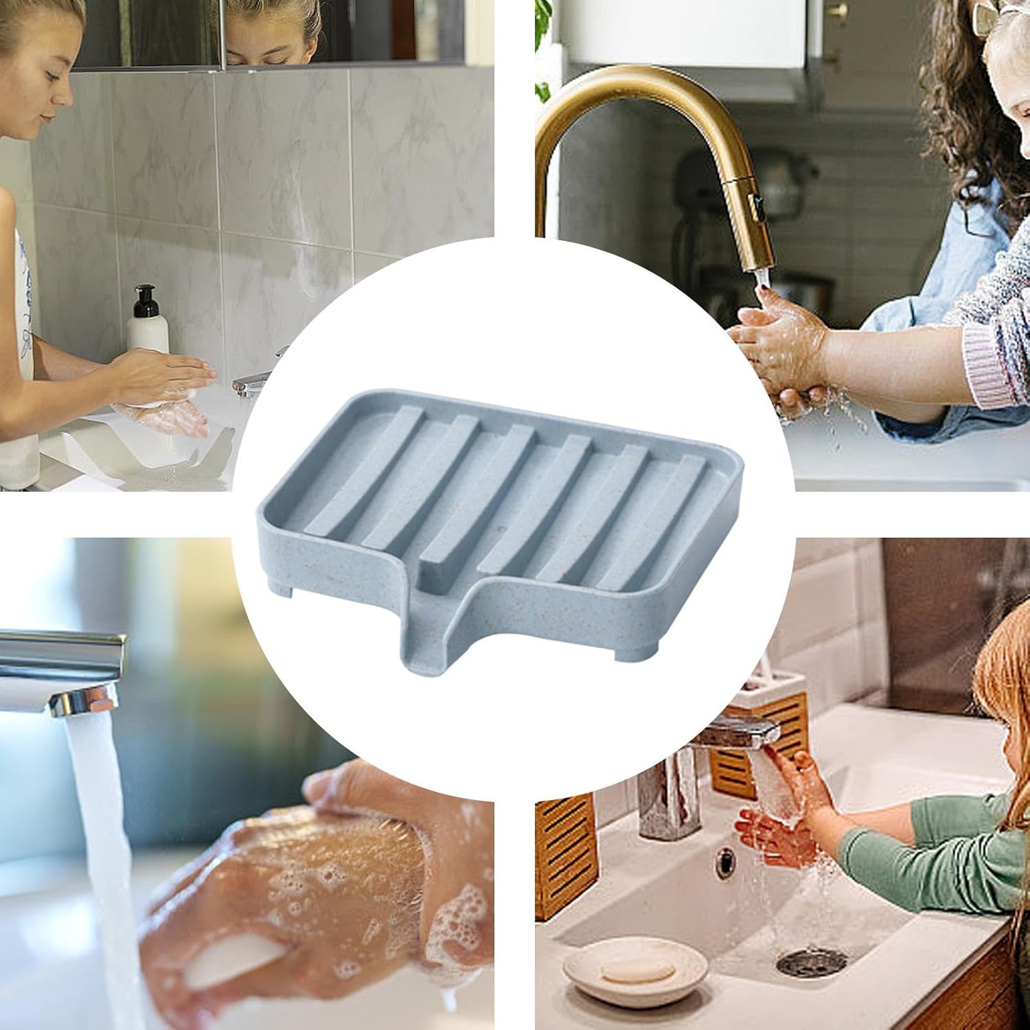 Durable Soap Holder with Drainage and Striped Design
